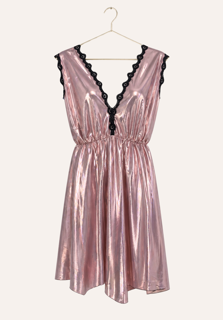 Short Nighty: Disko Sleeveless V Front And Back Opening Short Nighty