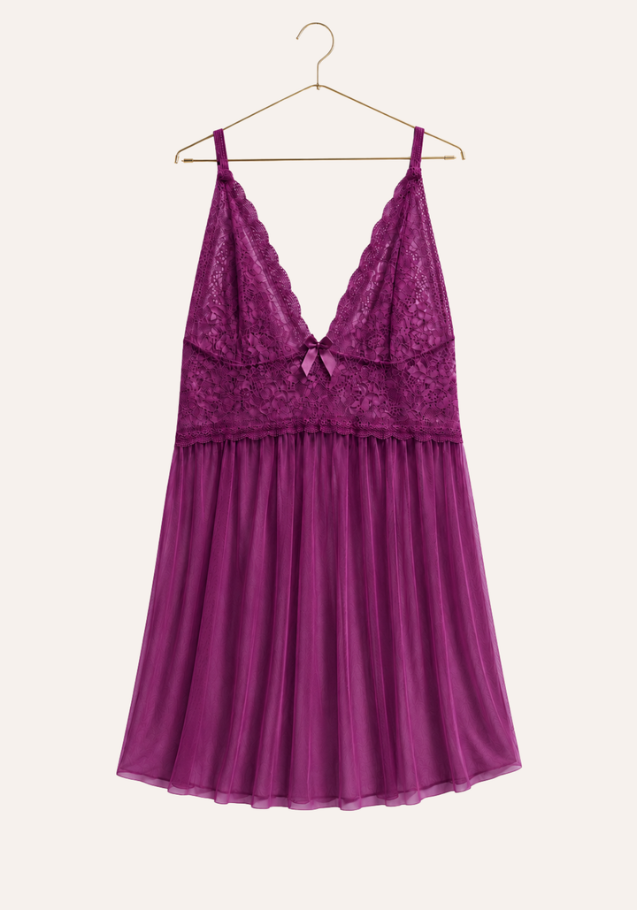 Lingerie Babydoll: Shoulder Strap Lace Cup With Toulle Extension And Panty