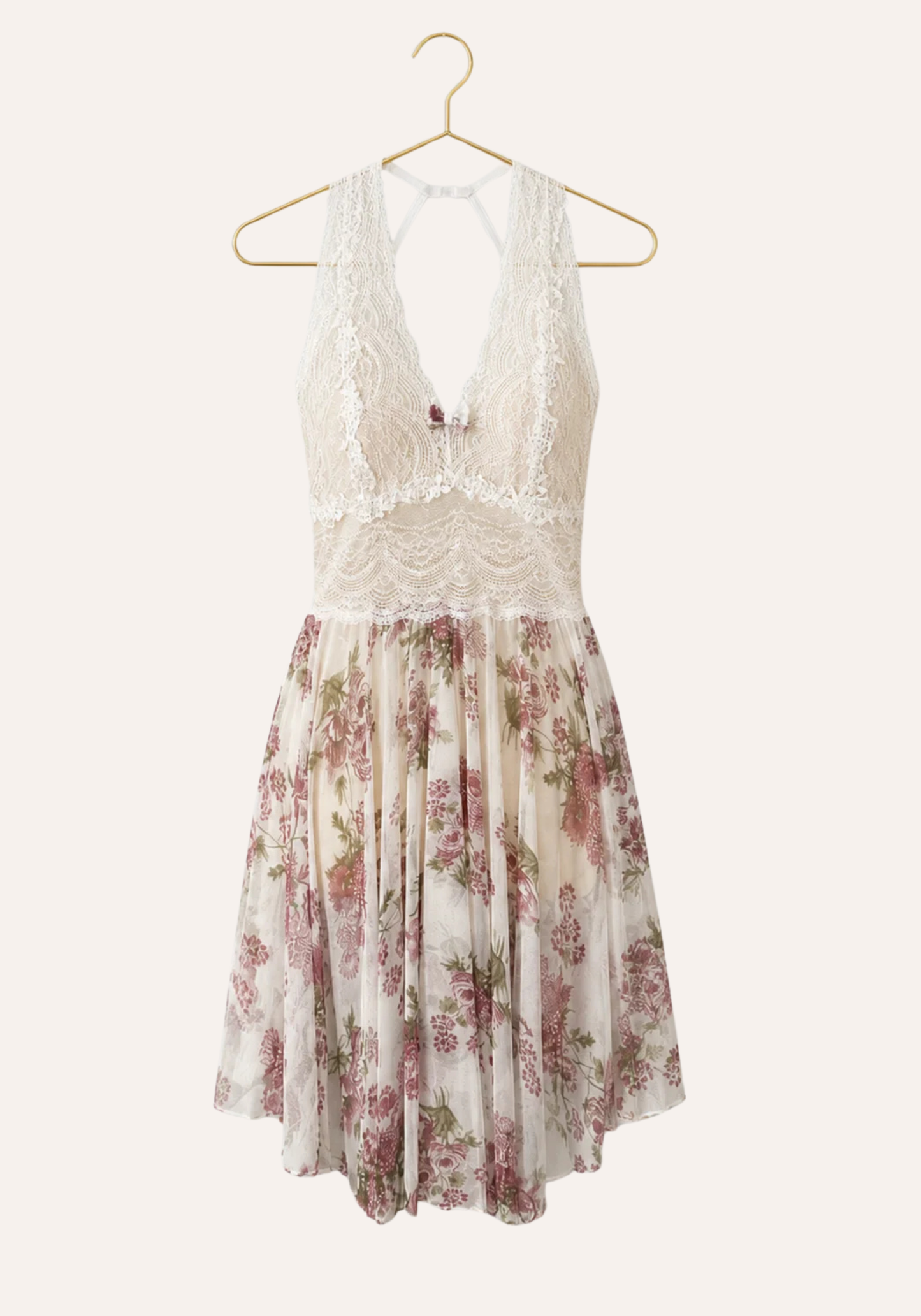 Babydoll: Soft Cup Printed Satin Babydoll With Dantel In The Front And Back