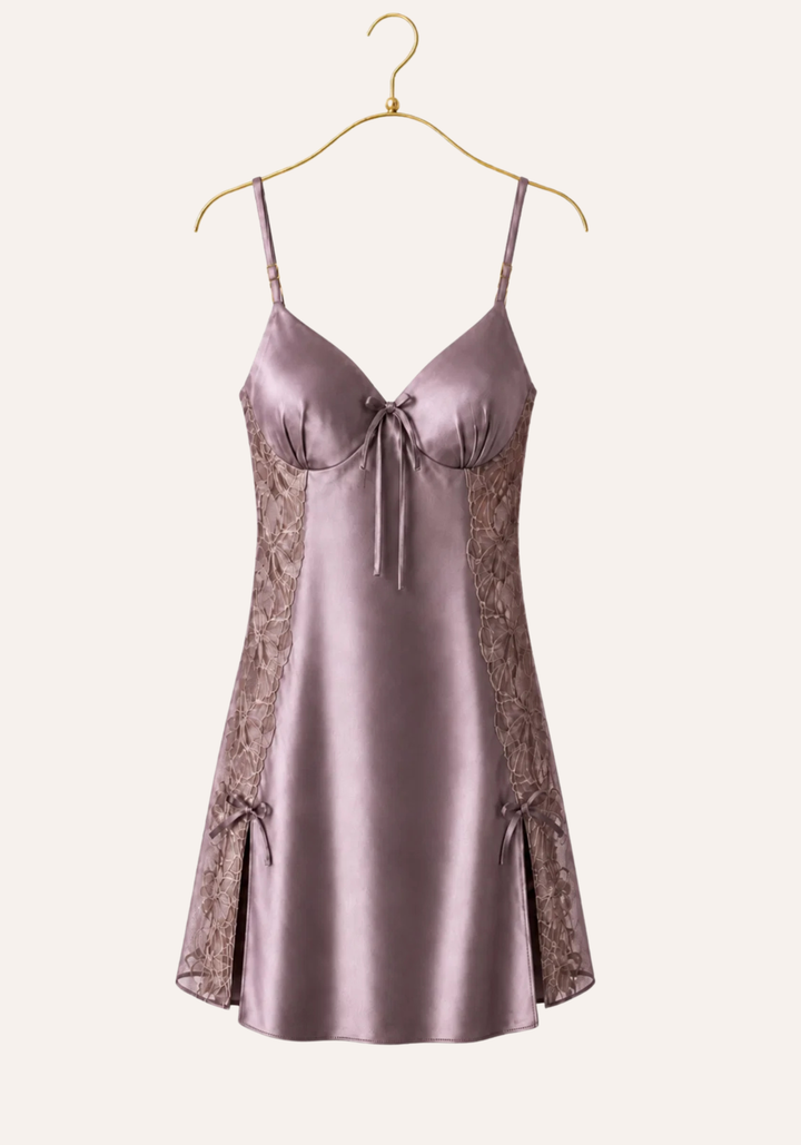 Satin Babydoll: Plain Shoulder Strap Satin Babydoll With Datel And Laces On The Sides