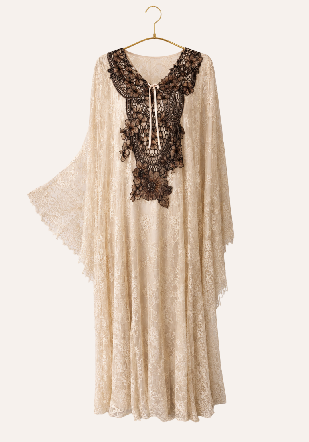 Satin And Full Dantel 2 Piece Long Gown