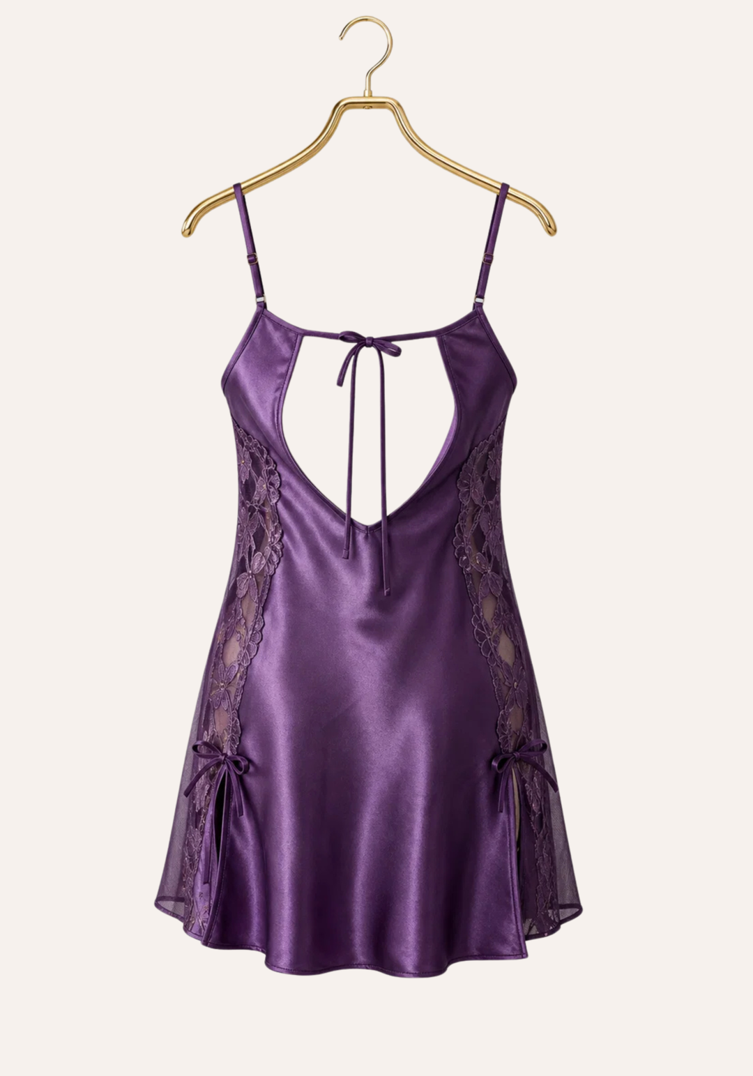 Satin Babydoll: Plain Shoulder Strap Satin Babydoll With Datel And Laces On The Sides