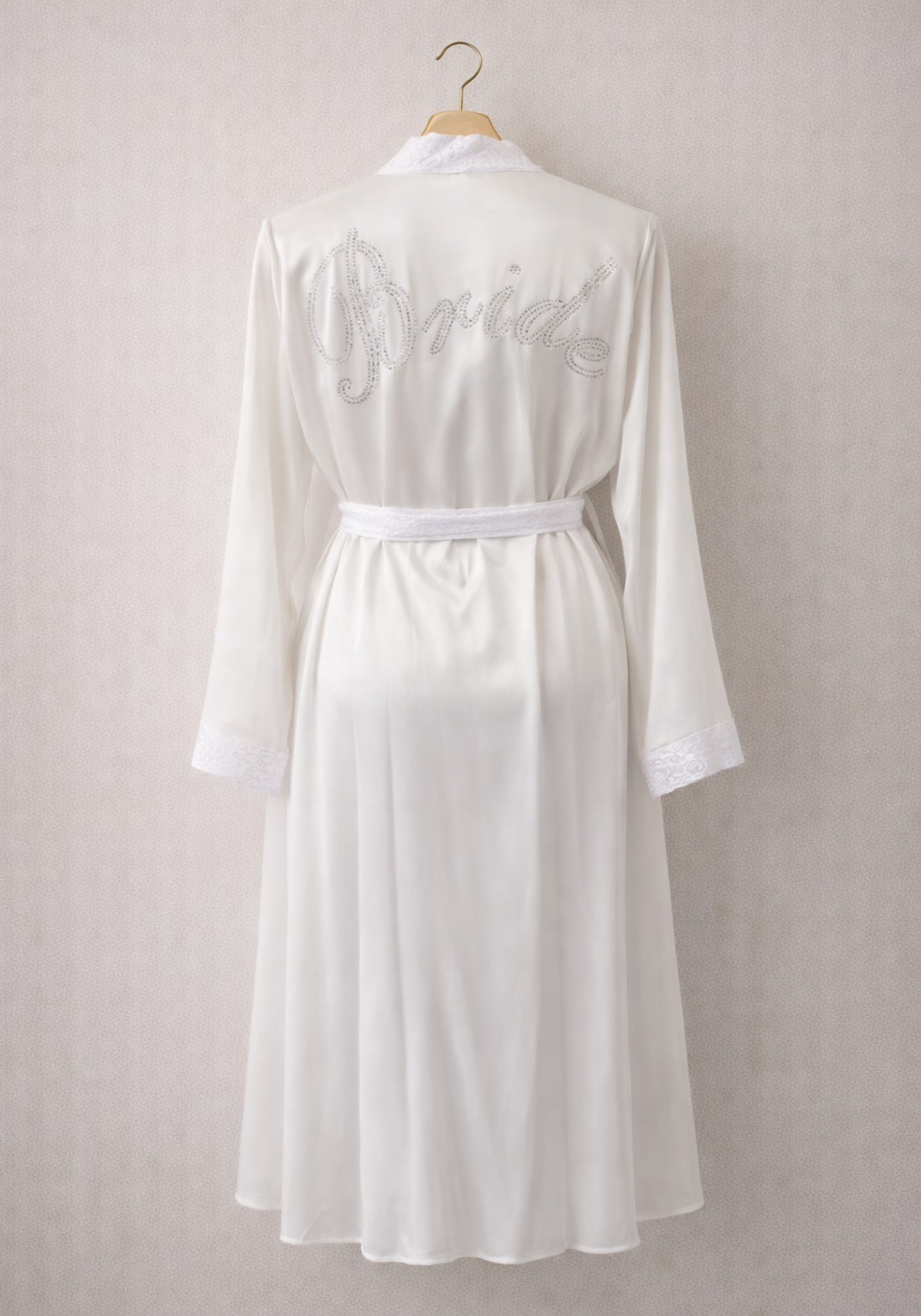 Bridal Satin Long Sleeve Long Robe With Dantel