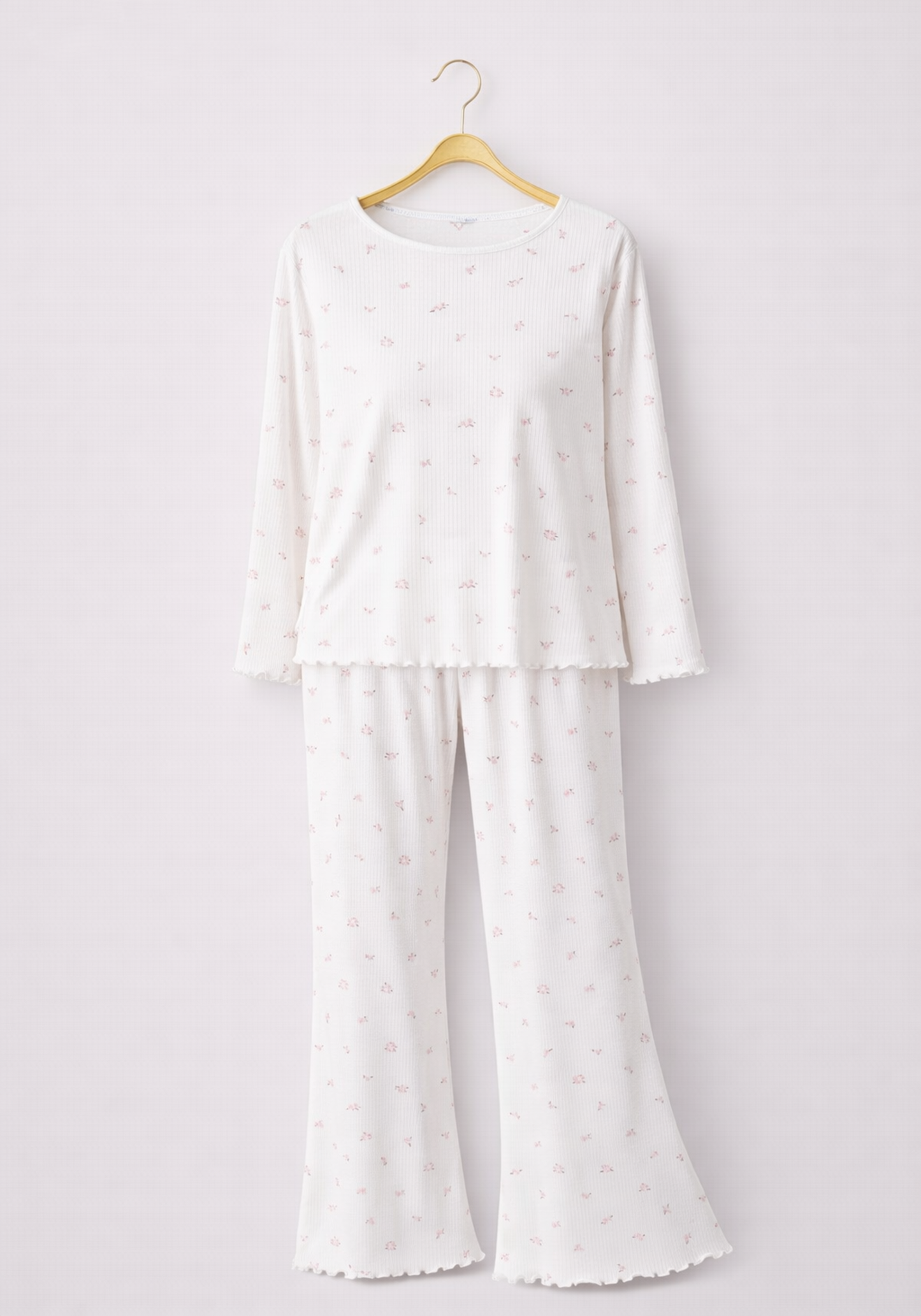 Chords Flower Print Long Sleeve Pajamas: Long Sleeve Top And Charleston Pants