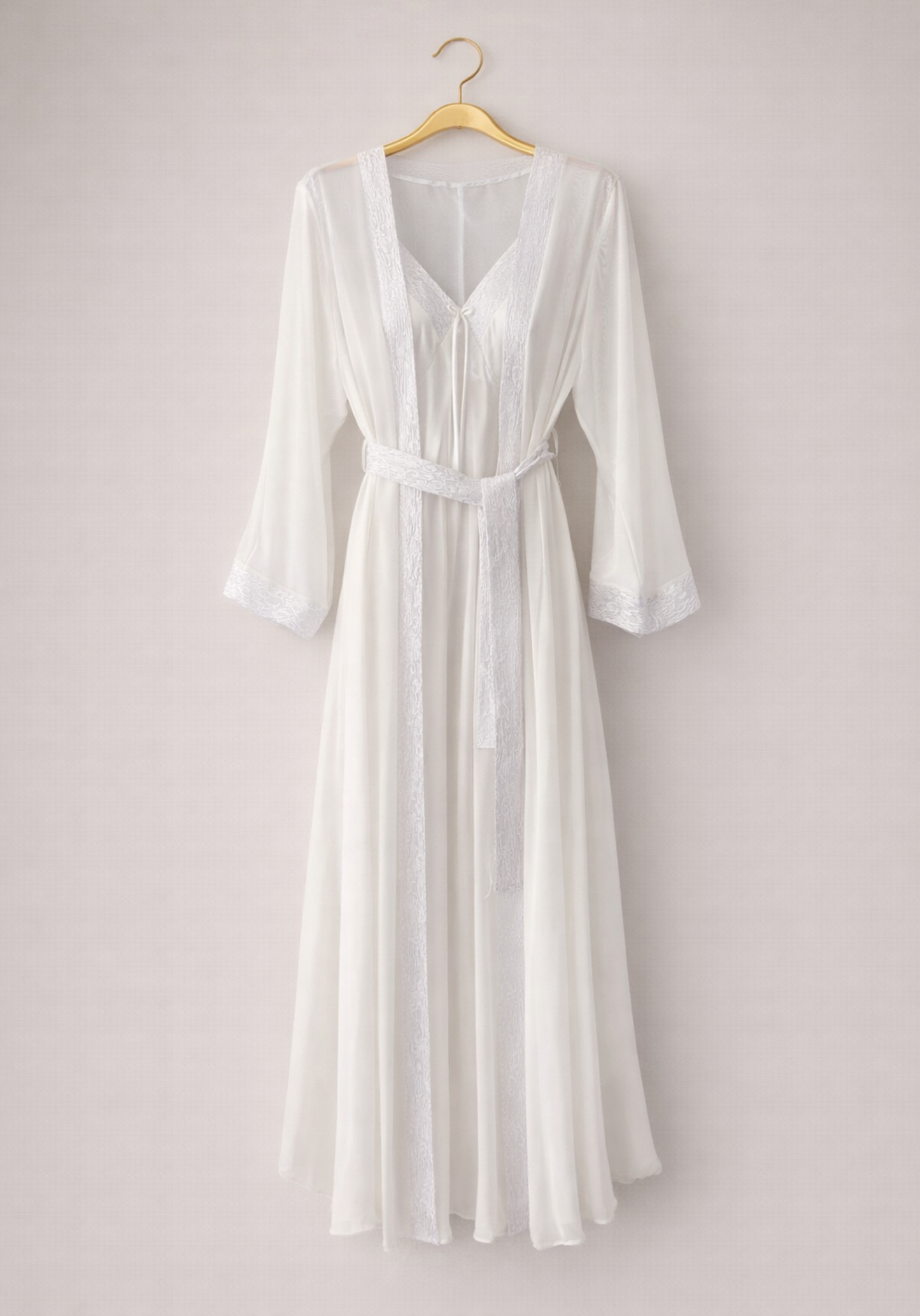 Bridal Schiffon Satin Long Robe Set