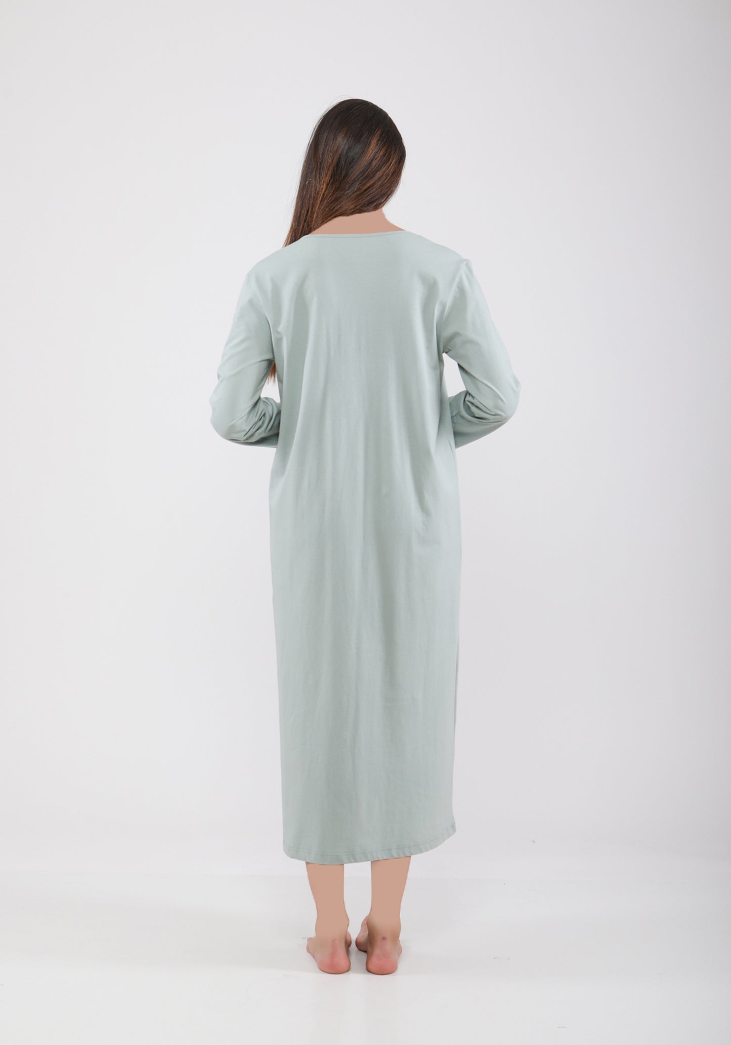 PLUS 100% Cotton Plus Size Long Sleeve Long Nighty