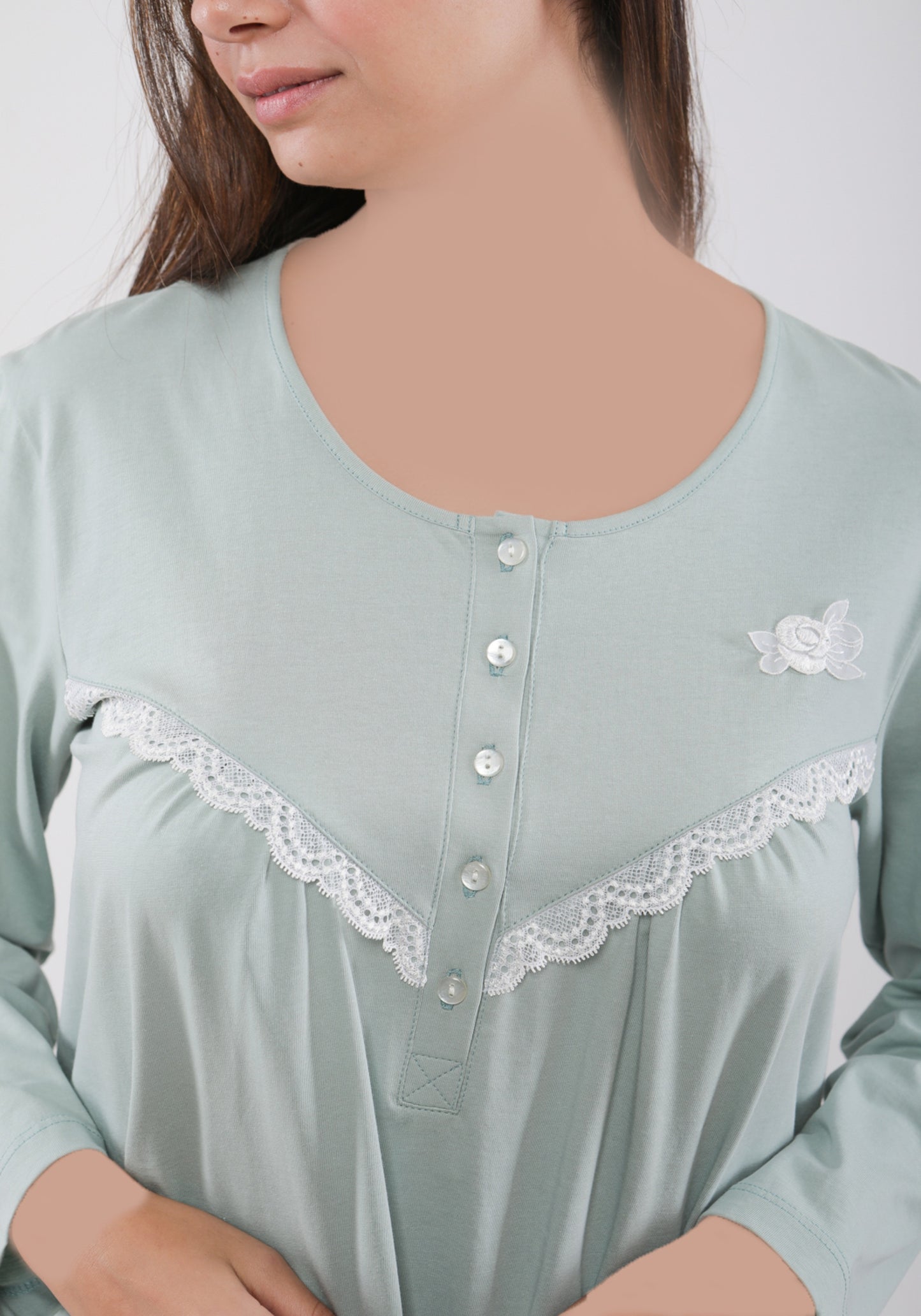 PLUS 100% Cotton Plus Size Long Sleeve Long Nighty