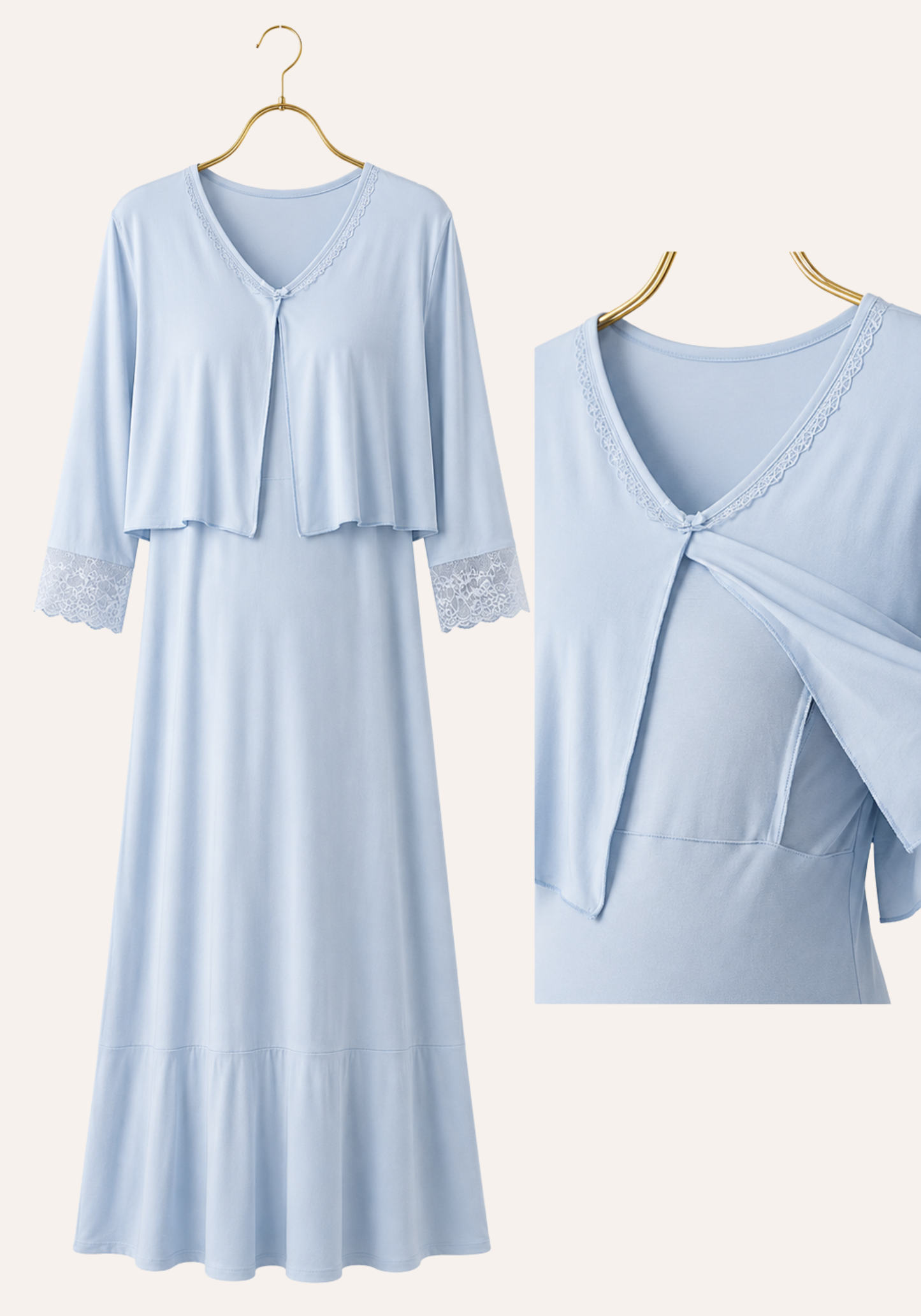 Long Sleeve Long Nighty And Long Sleeve Long Robe Set