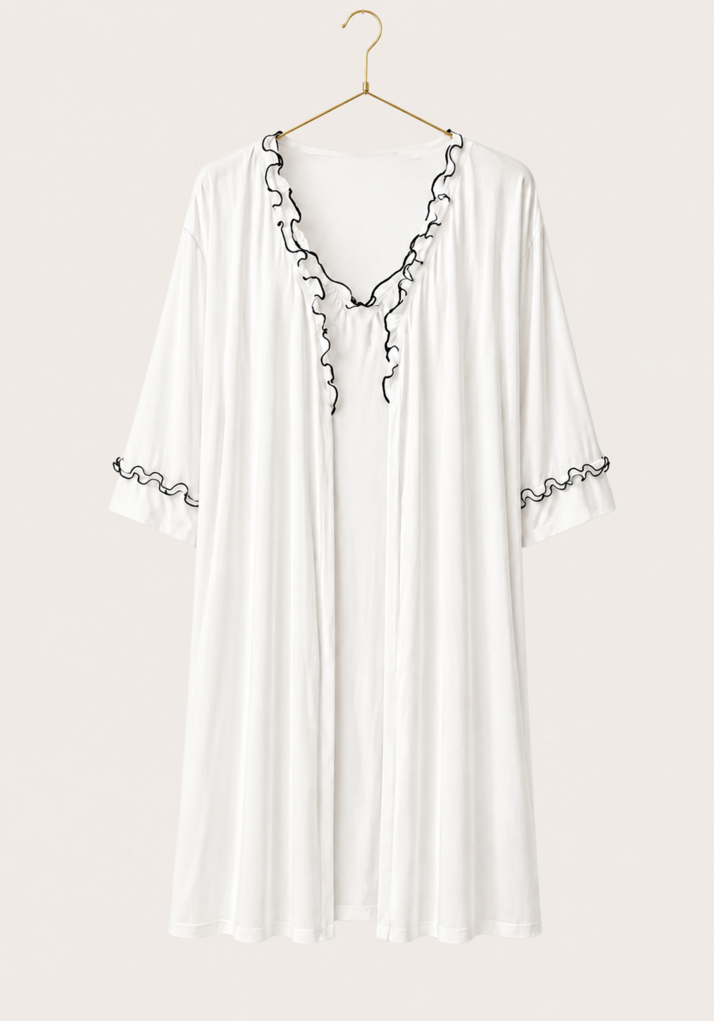 Plain Comfortable Viscose Lycra Shoulder Strap Soft Short Nighty And Robe Set