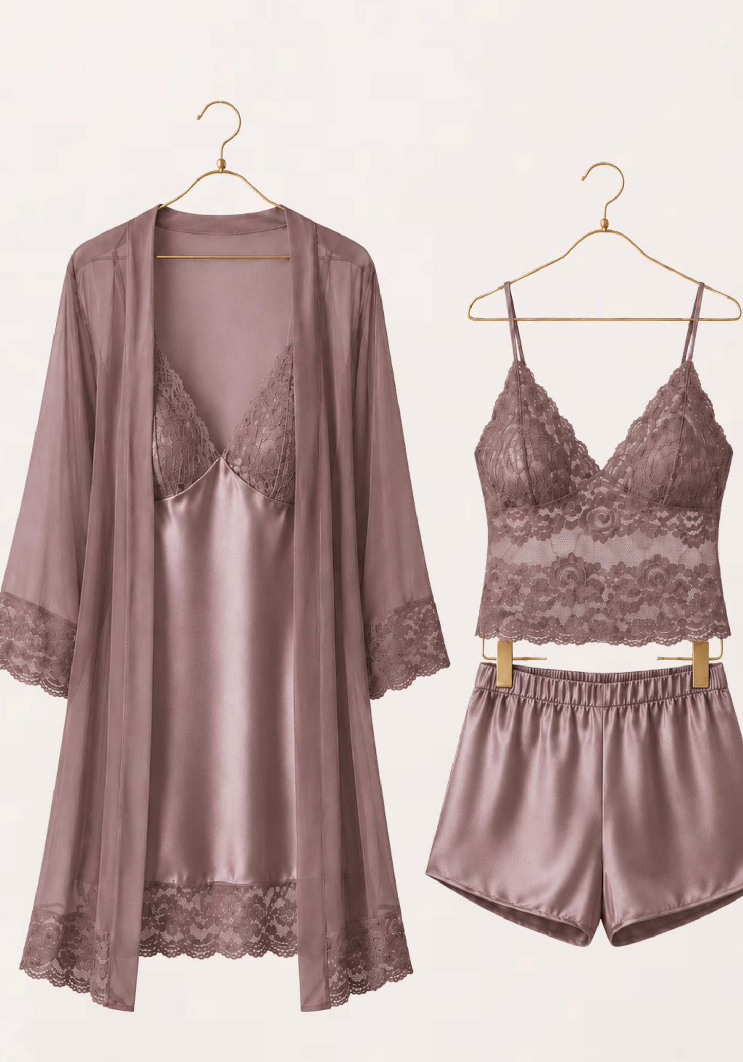 4 Piece Satin Set