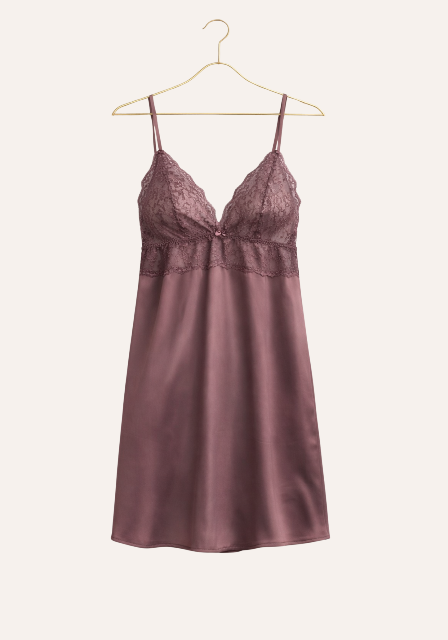 Satin Shoulder Strap Dantel Cup Nighty