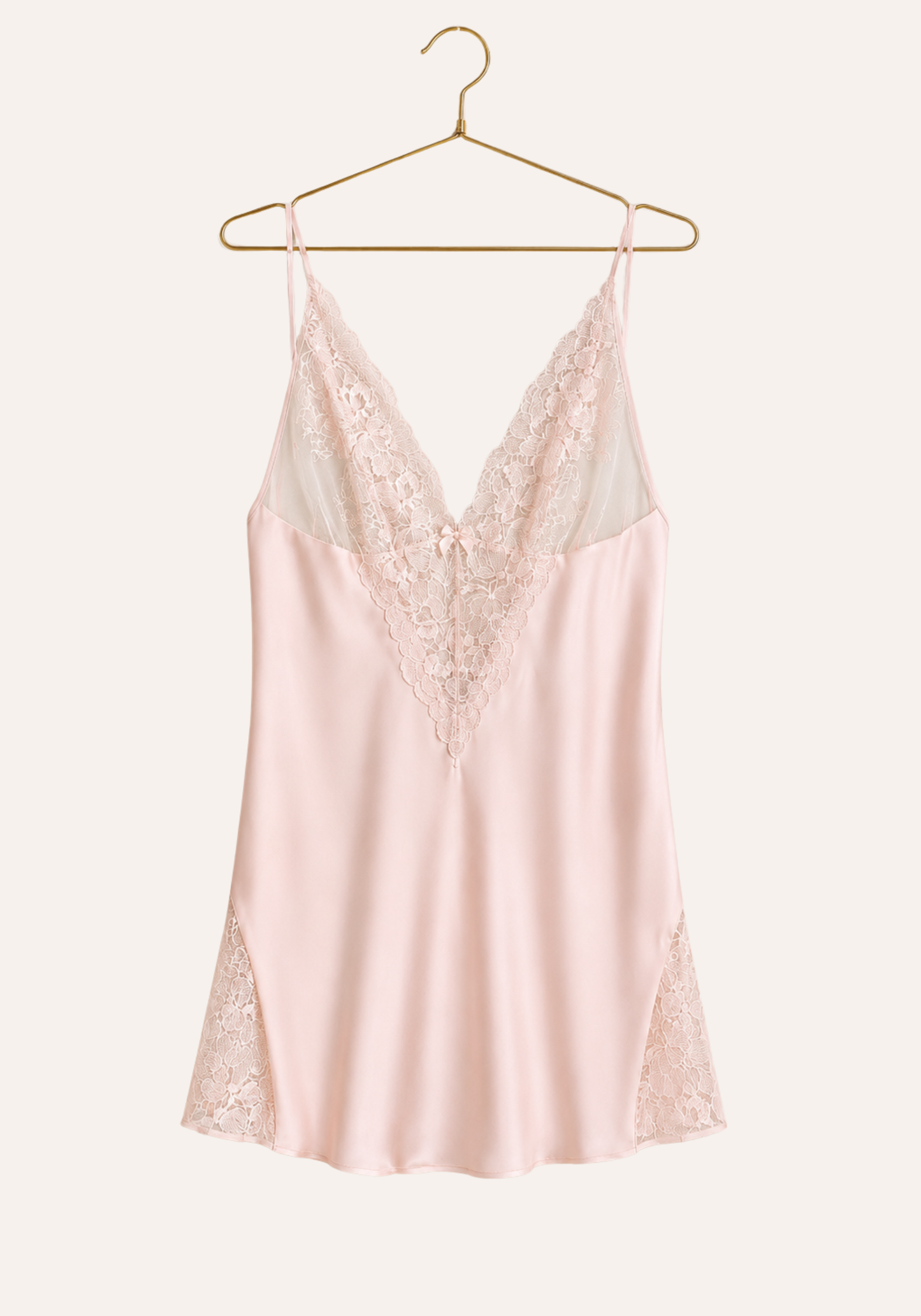 Babydoll: Lace Front Open Back Satin Babydoll With Lace Details On The Sides