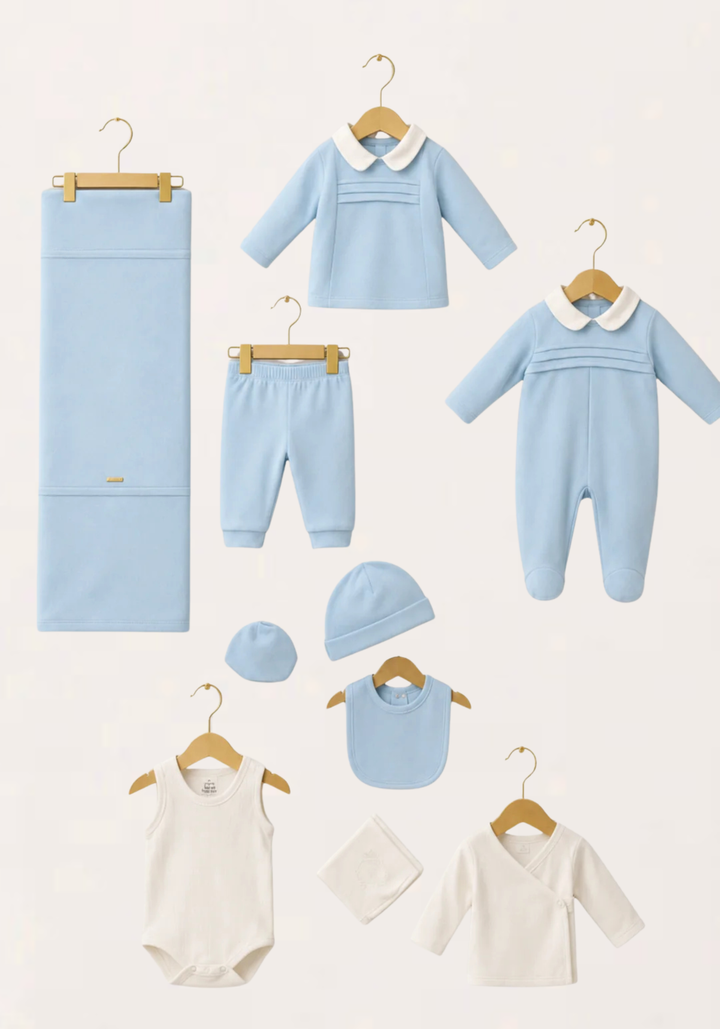 Baby Set Of 10: Romer, Top Pant, Undershirt, Banner, Cap, Blanket, Gloves, Robe, Towel