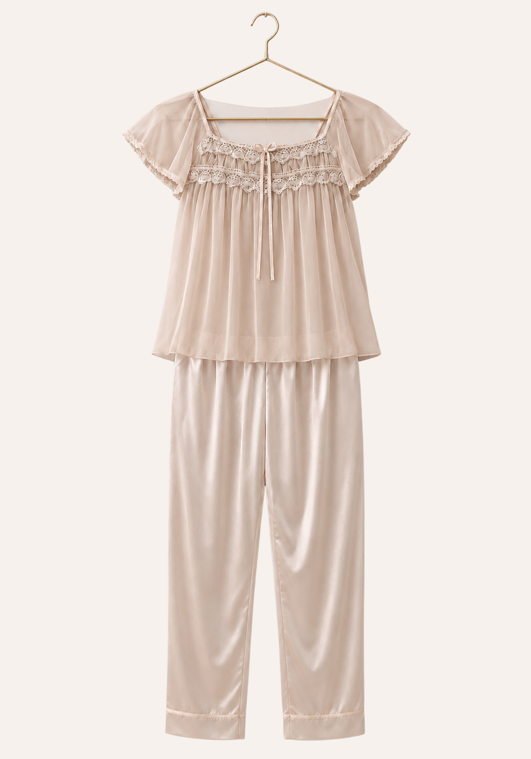 Schiffon Satin Mega Sleeve Pajama