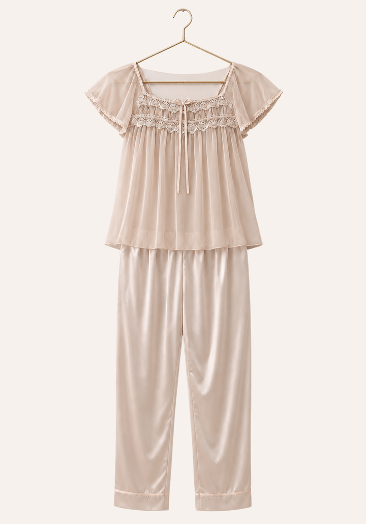 Schiffon Satin Mega Sleeve Pajama