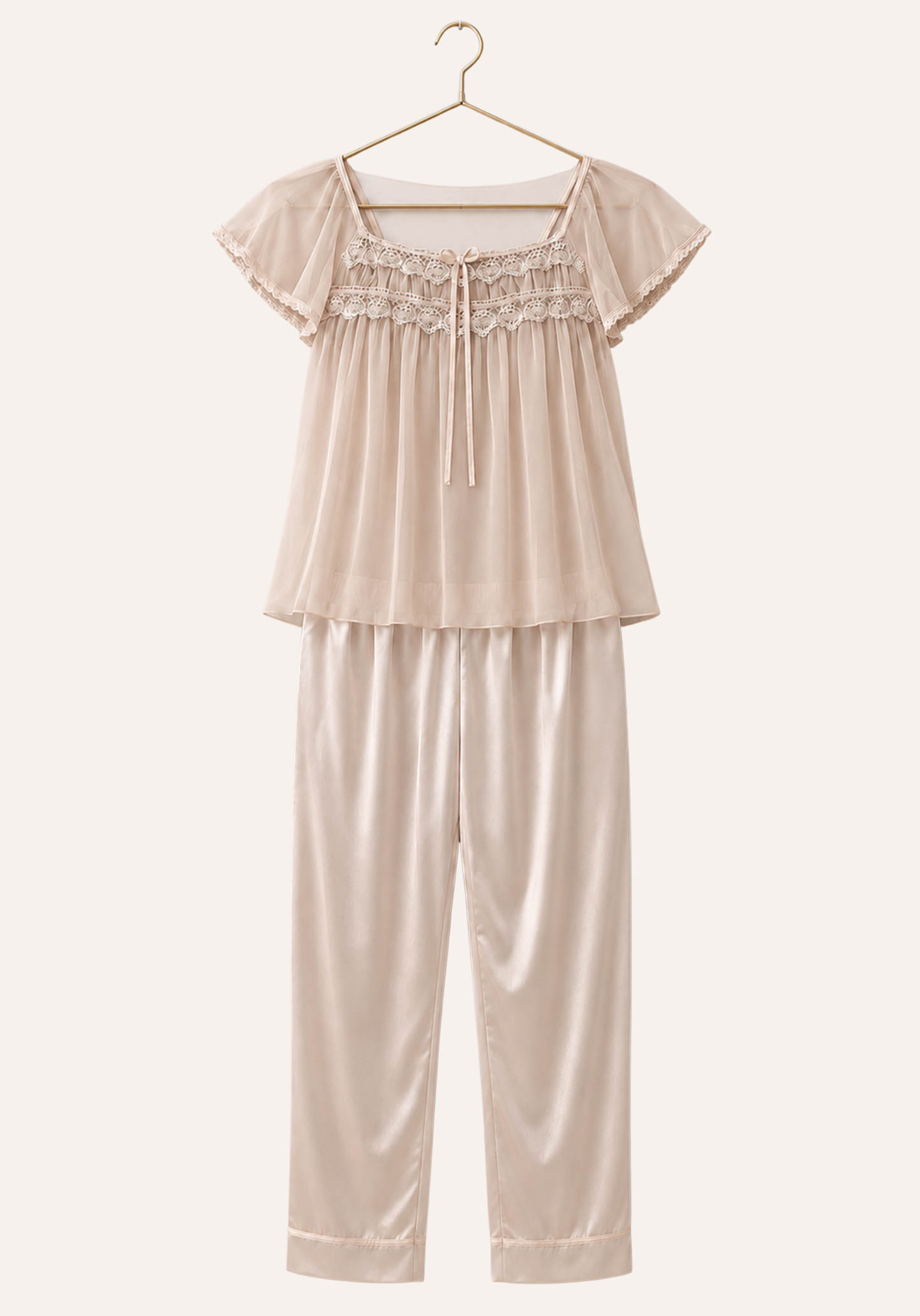 Schiffon Satin Mega Sleeve Pajama