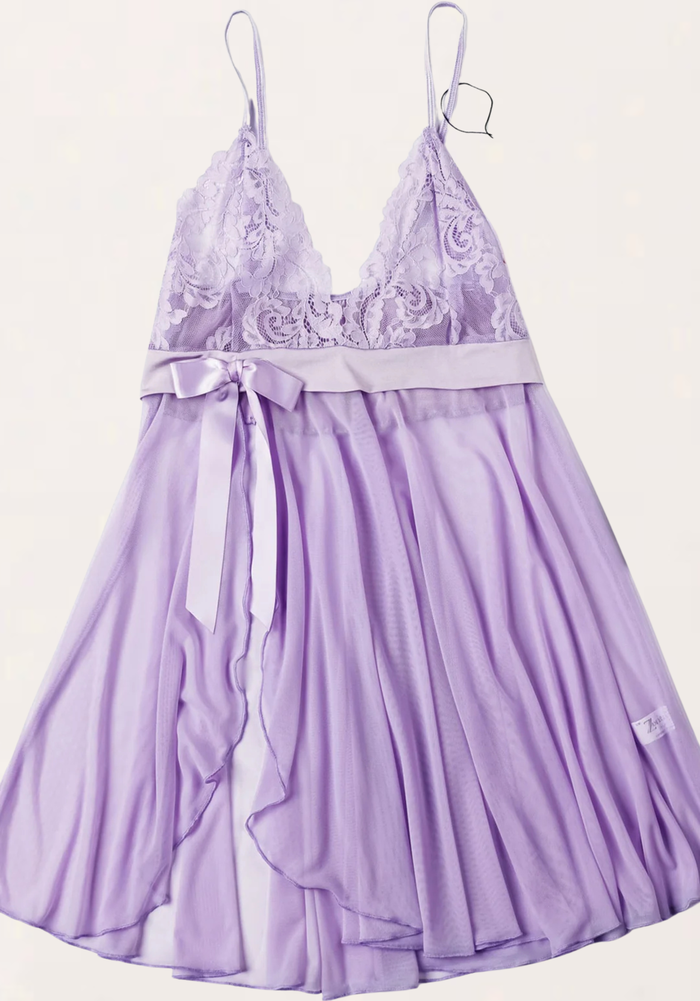 Babydoll: Shoulder Strap Lace Bra Chiffon Babydoll