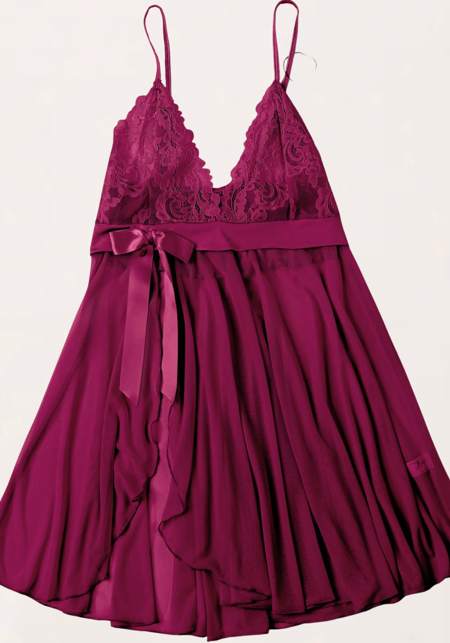Babydoll: Shoulder Strap Lace Bra Chiffon Babydoll