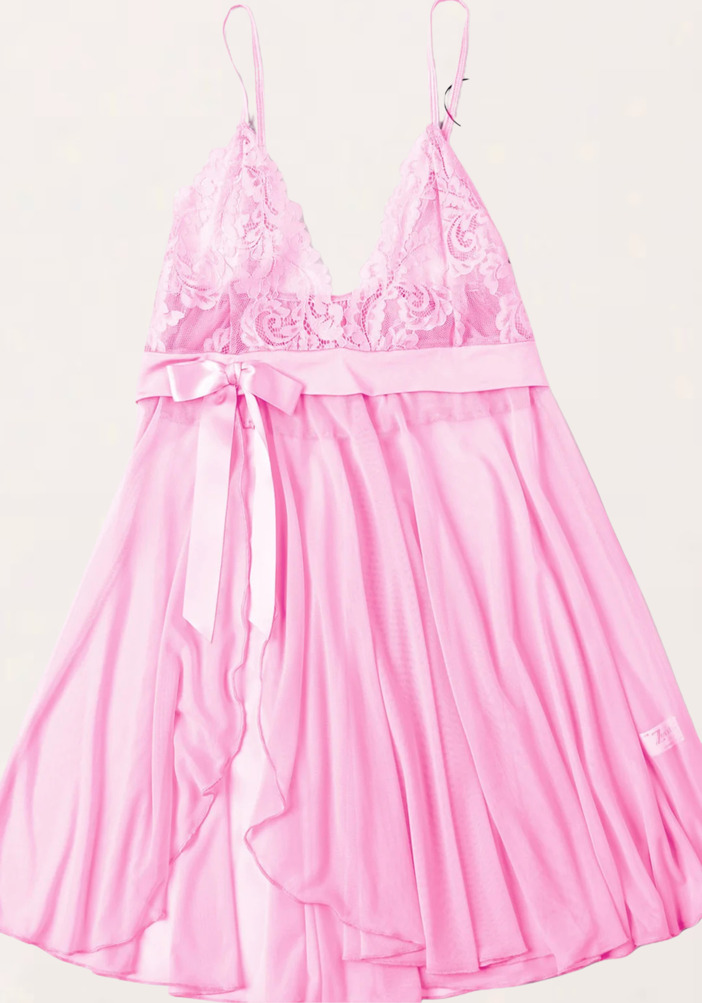 Babydoll: Shoulder Strap Lace Bra Chiffon Babydoll