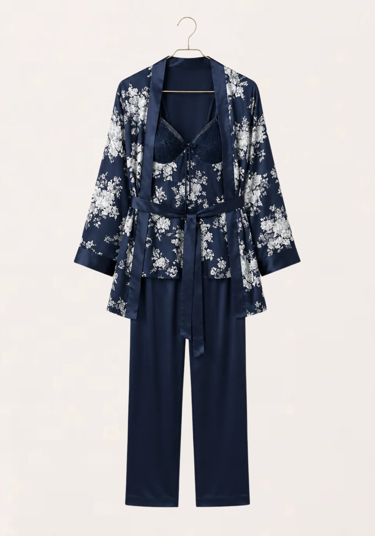 Satin 3 Pieces Printed Pajama