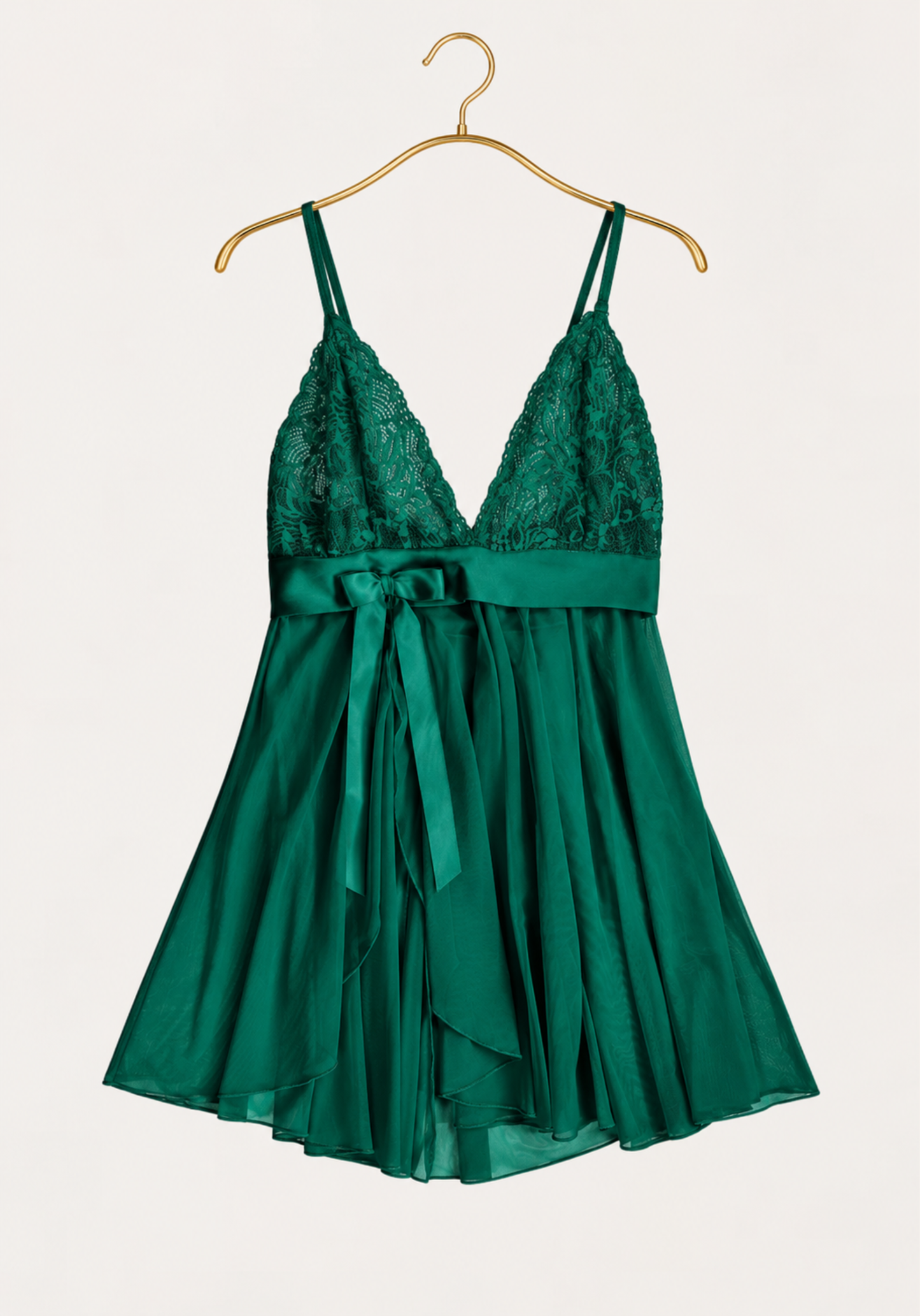 Babydoll: Shoulder Strap Lace Bra Chiffon Babydoll
