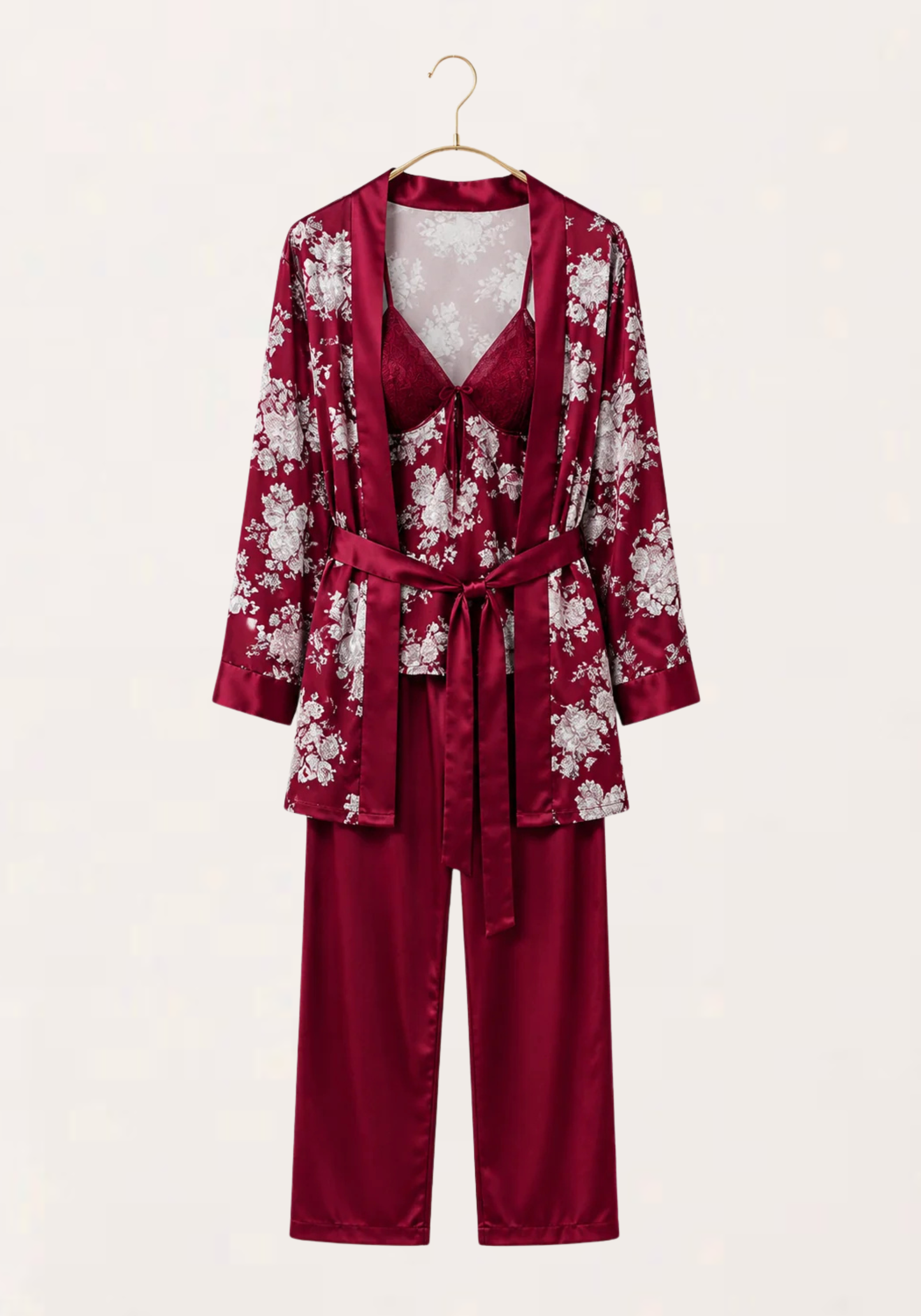 Satin 3 Pieces Printed Pajama