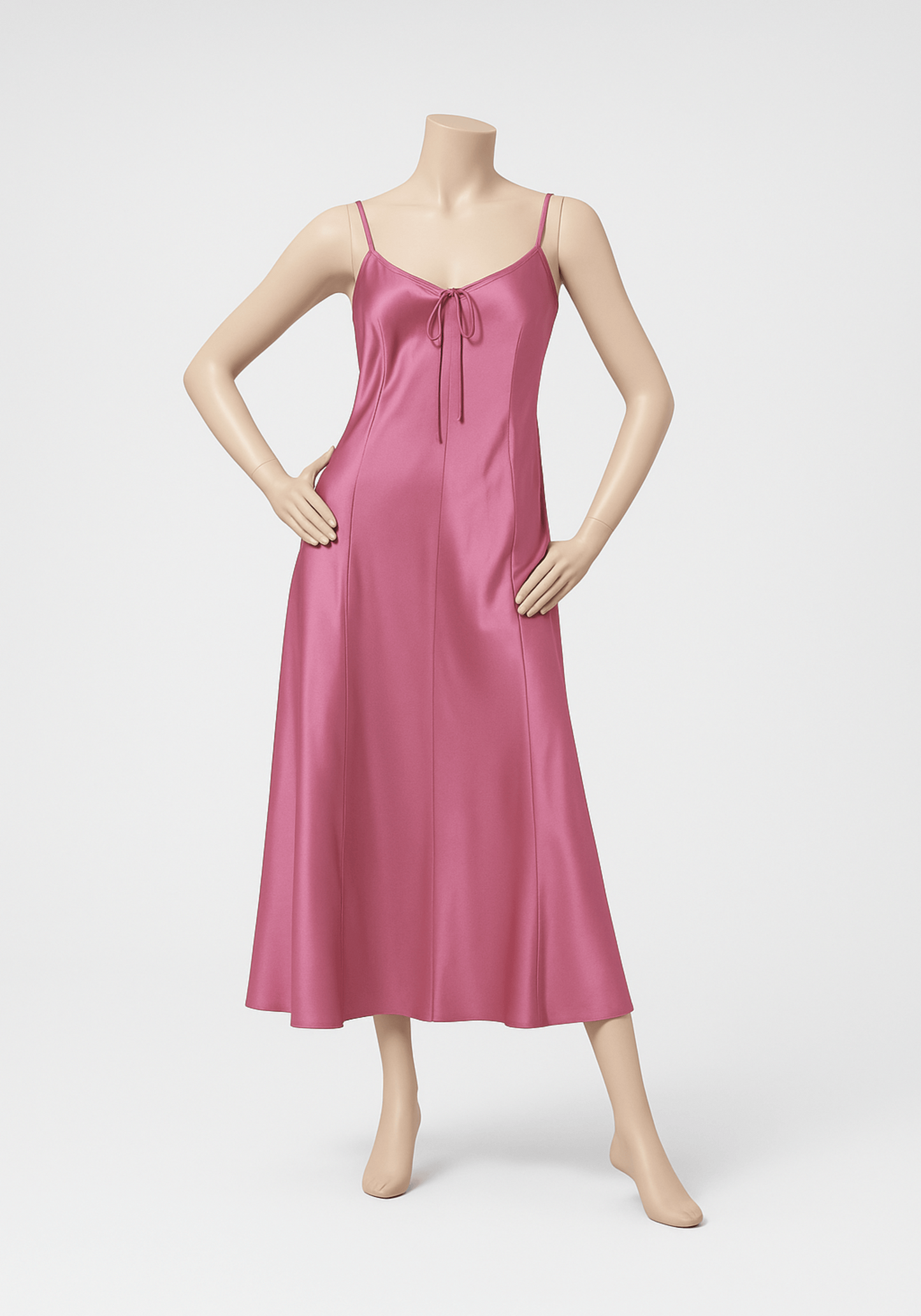 Satin Long Night Gown With Back Straps