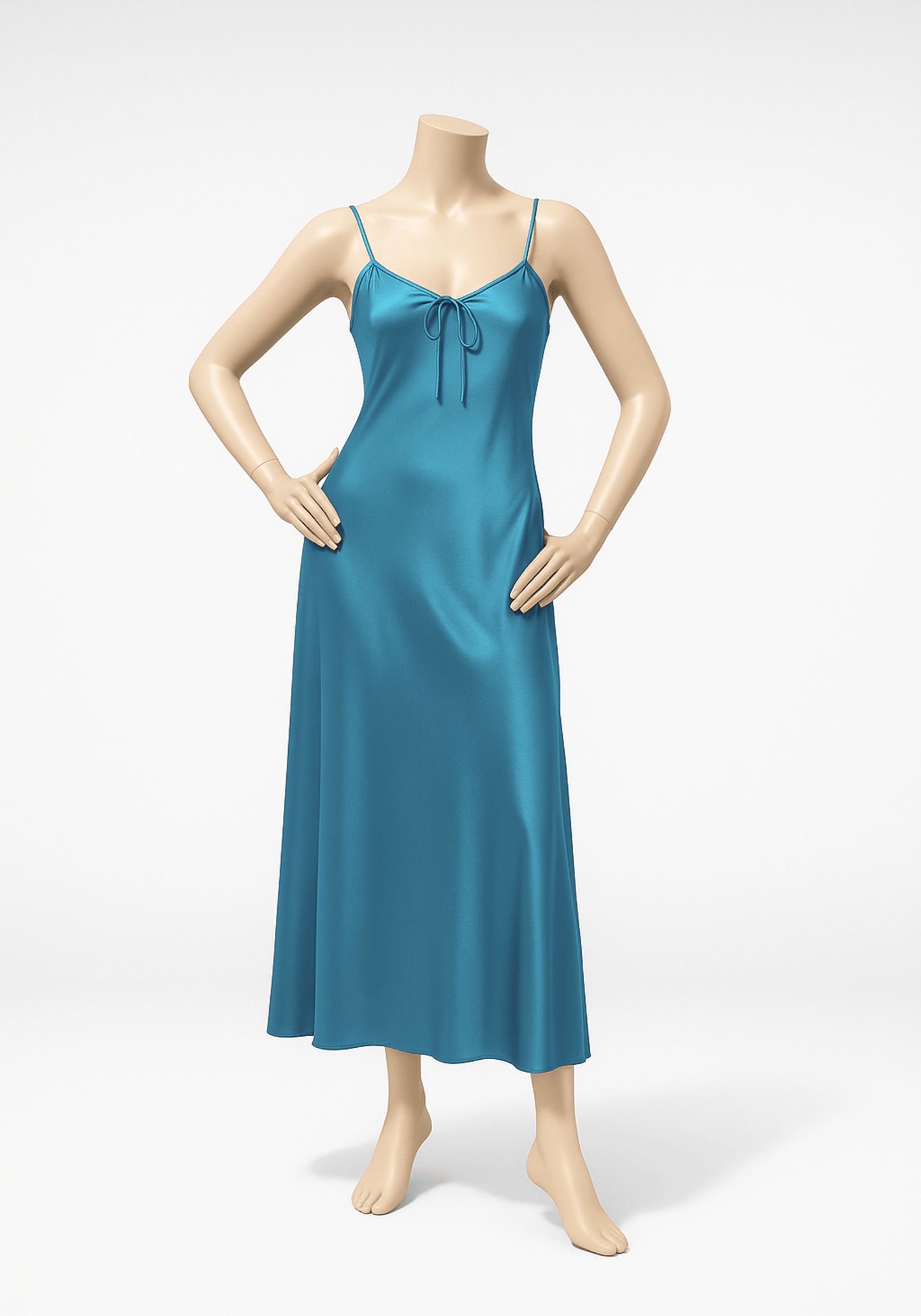 Satin Long Night Gown With Back Straps