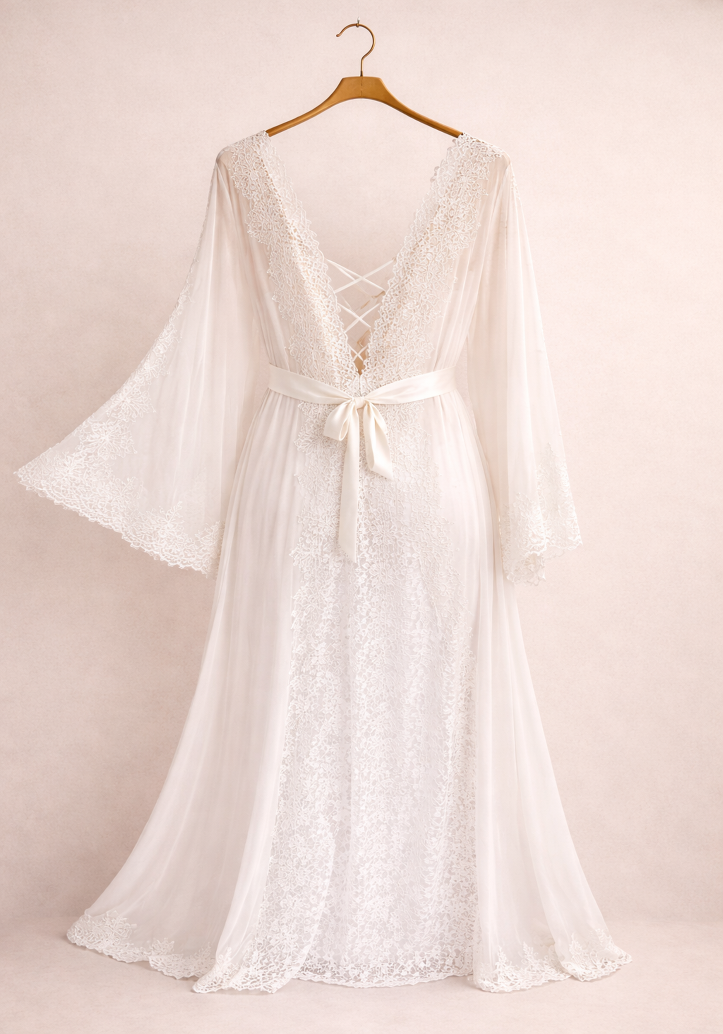 Bridal Schiffon Satin Long Robe Set