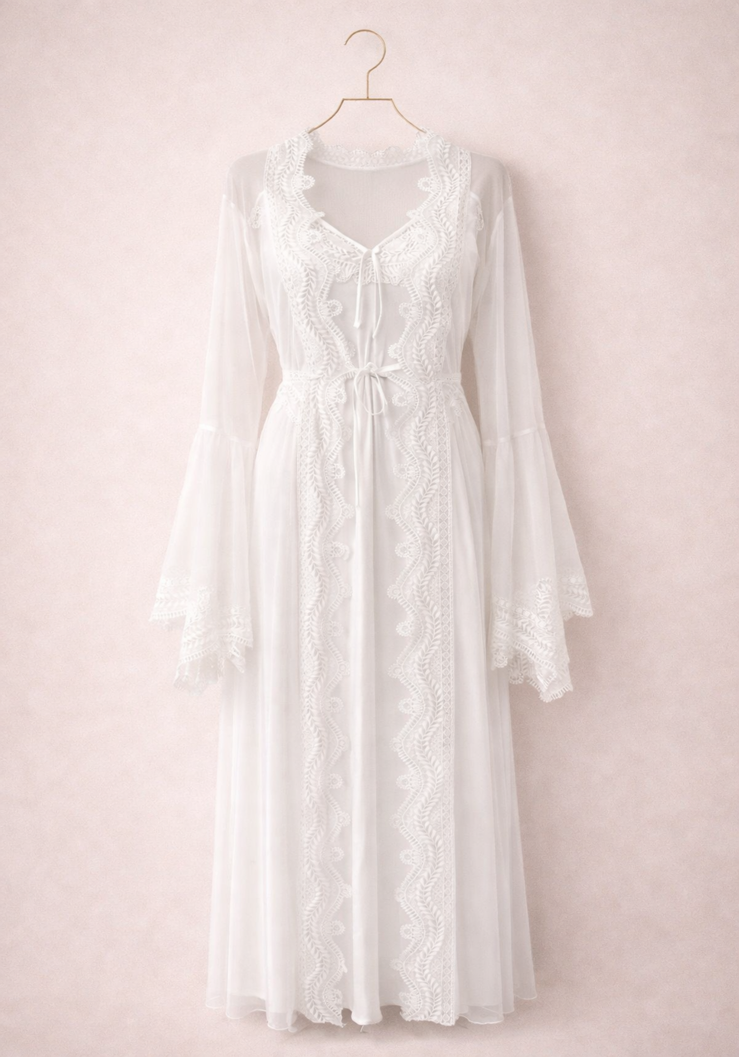 Bridal Schiffon Satin Long Robe Set