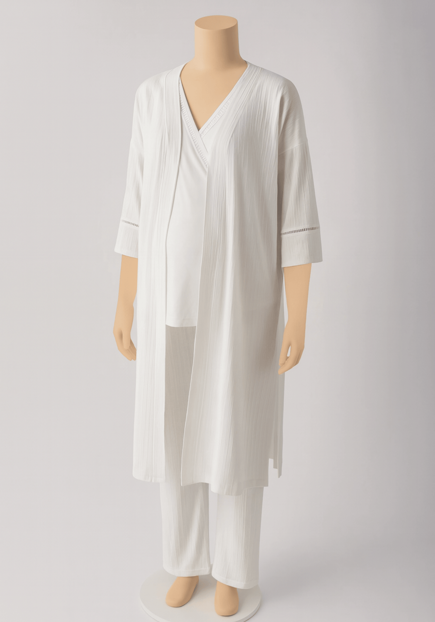 Viscose 3 Piece Maternal Robe Pajamas Set