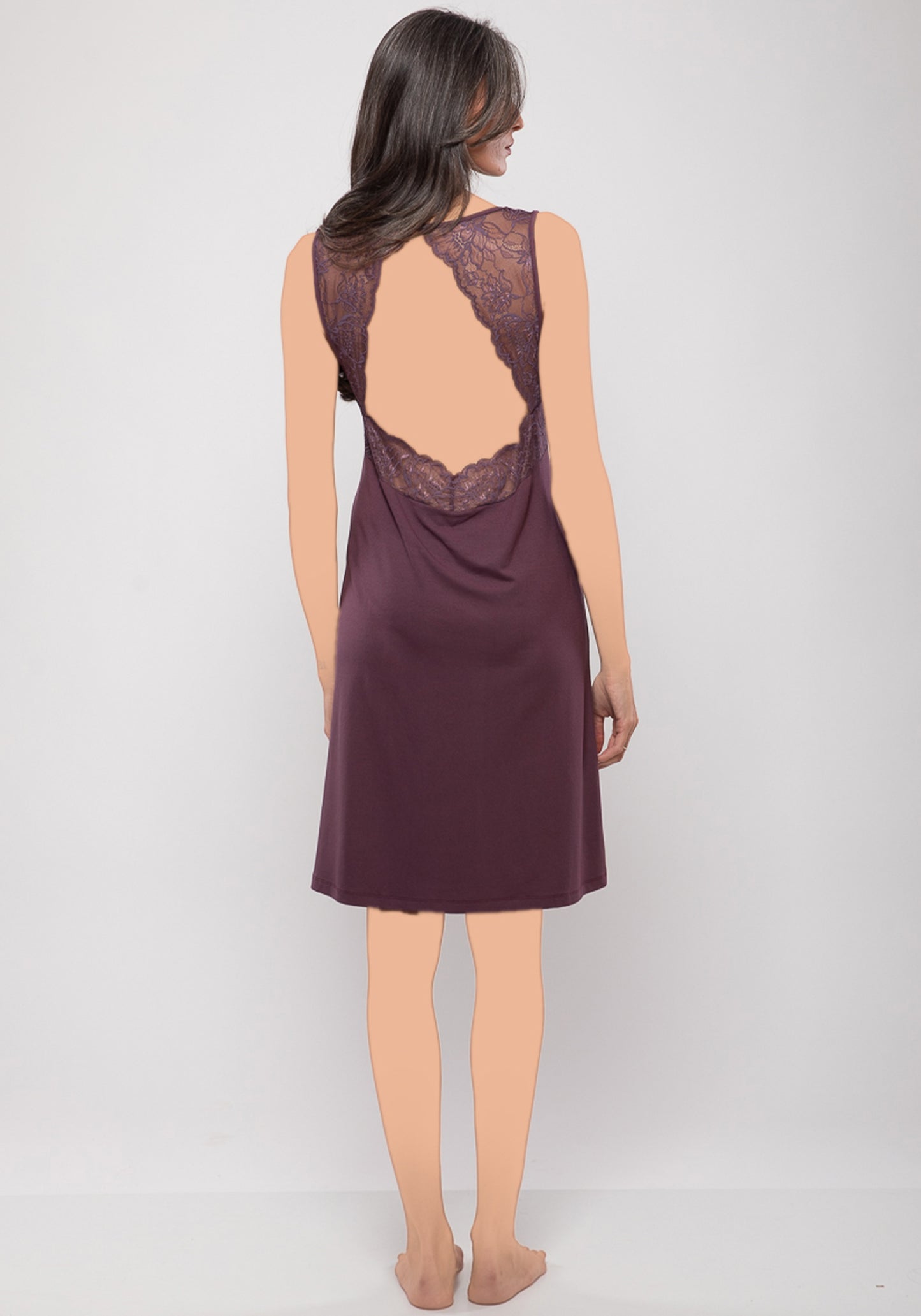 Viscose Sleeveless V Lace Collar Short Nighty