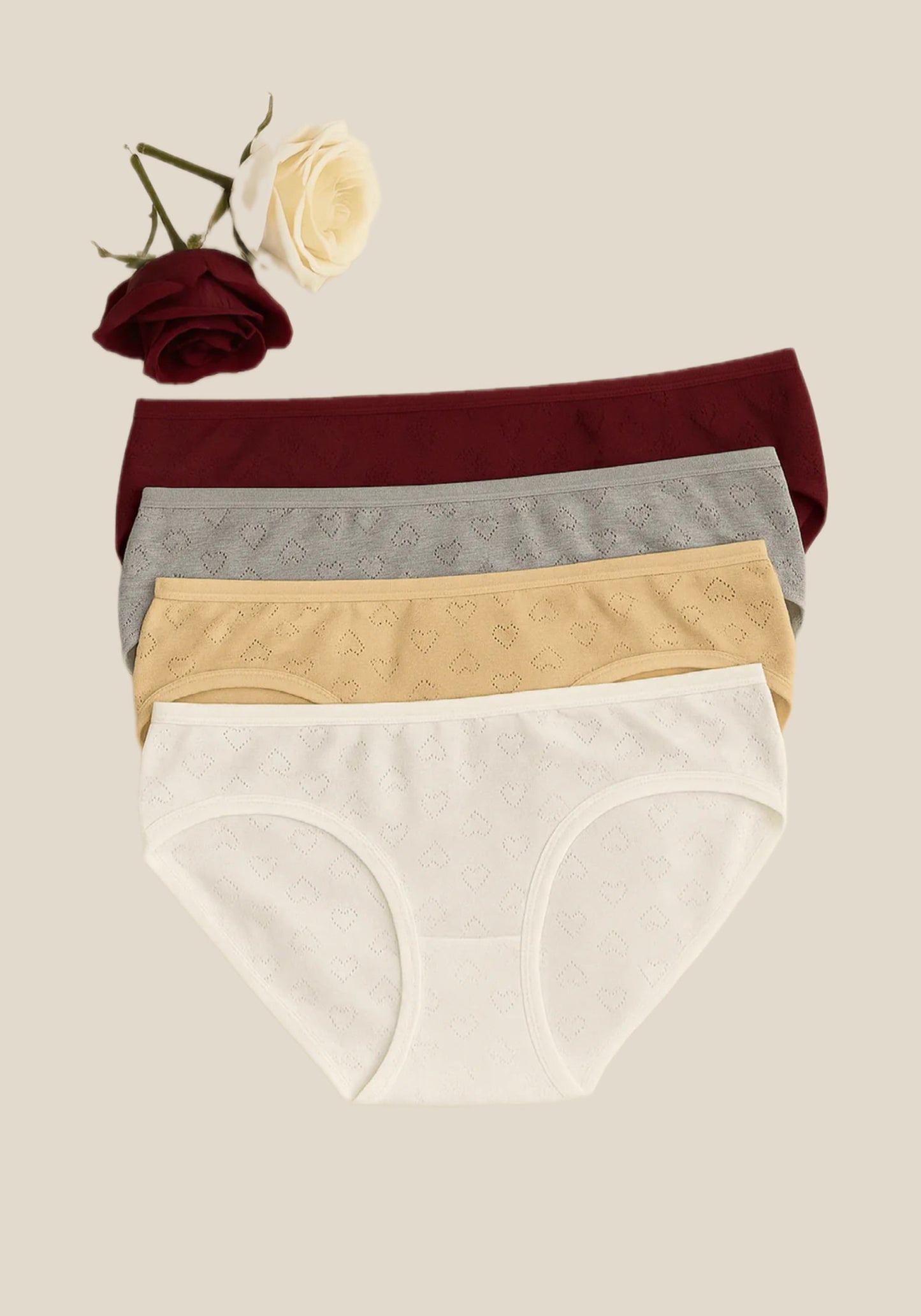 Heart Pattern Rib Panties