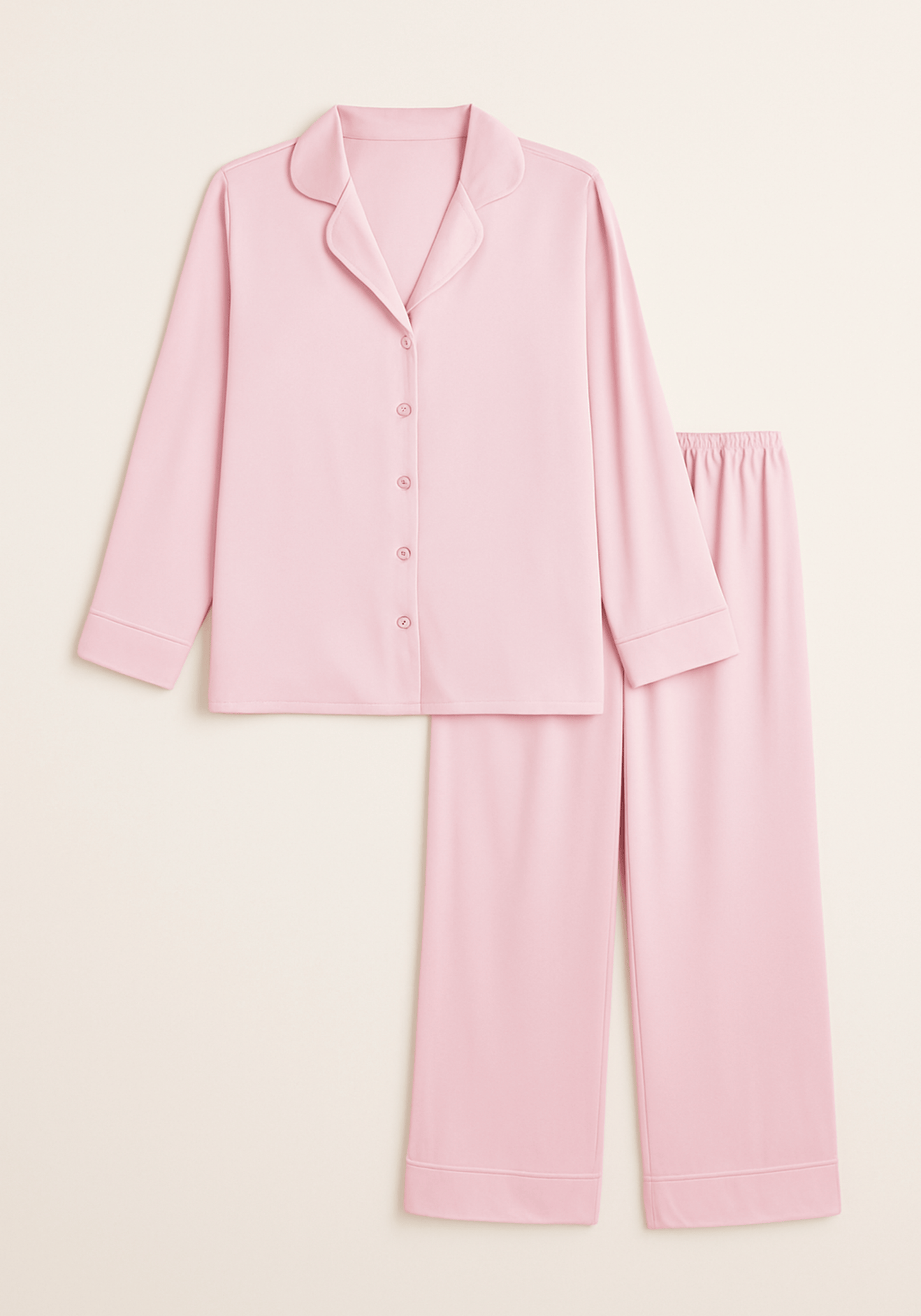 Modal Pajama: Collar Button Long Sleeve Top And Pants