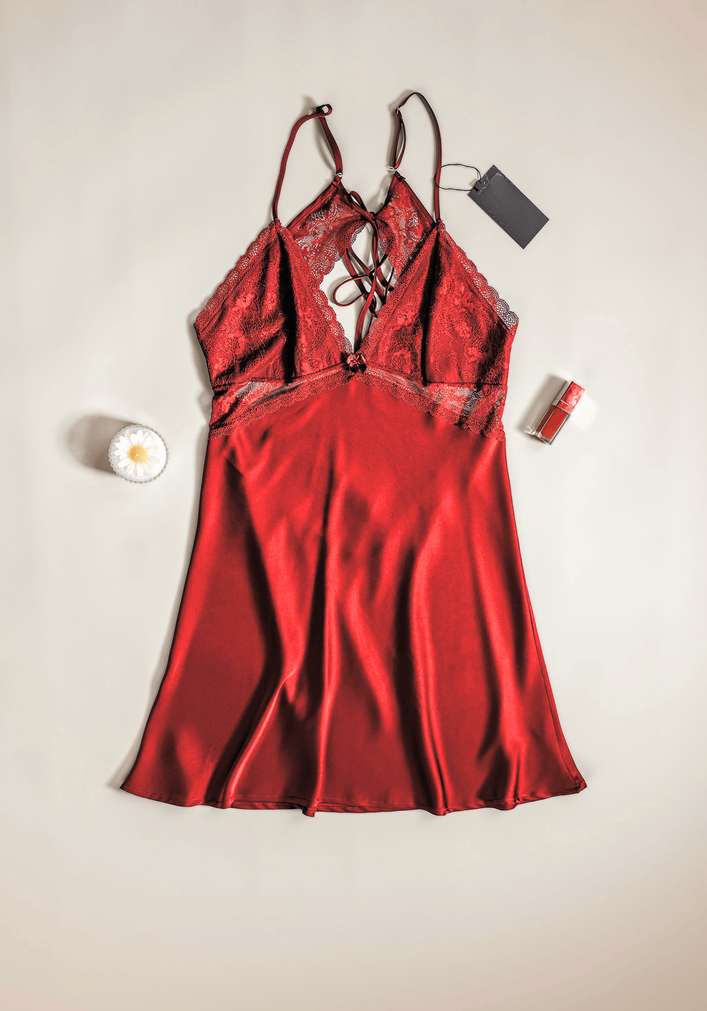 Satin Babydoll With Lace Detail