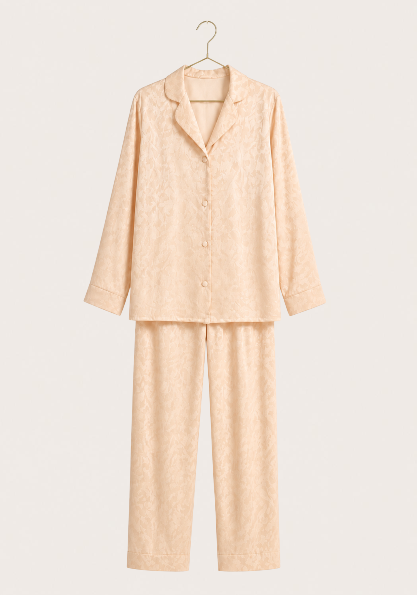 Satin Jackard Collar Button Long Sleeve Pajamas