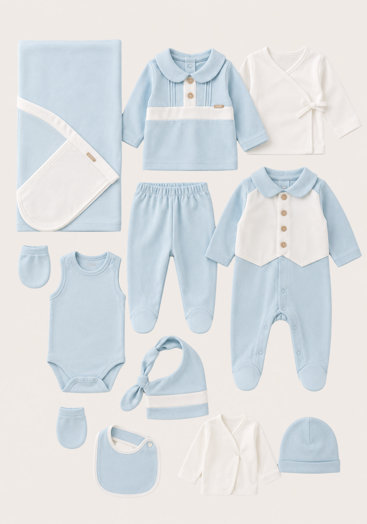 Baby Set Of 10: Romer, Top Pant, Undershirt, Banner, Cap, Blanket, Gloves, Robe, Towel