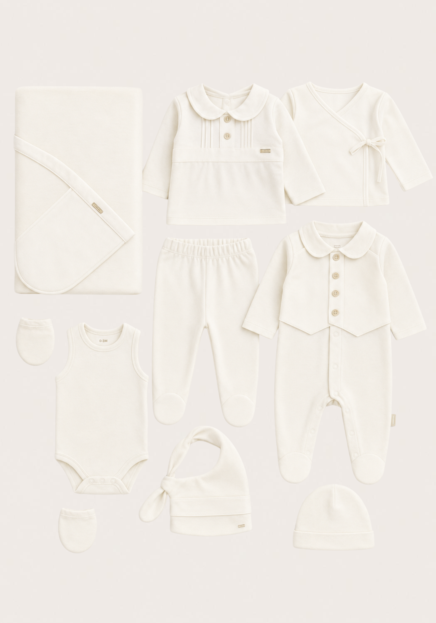 Baby Set Of 10: Romer, Top Pant, Undershirt, Banner, Cap, Blanket, Gloves, Robe, Towel