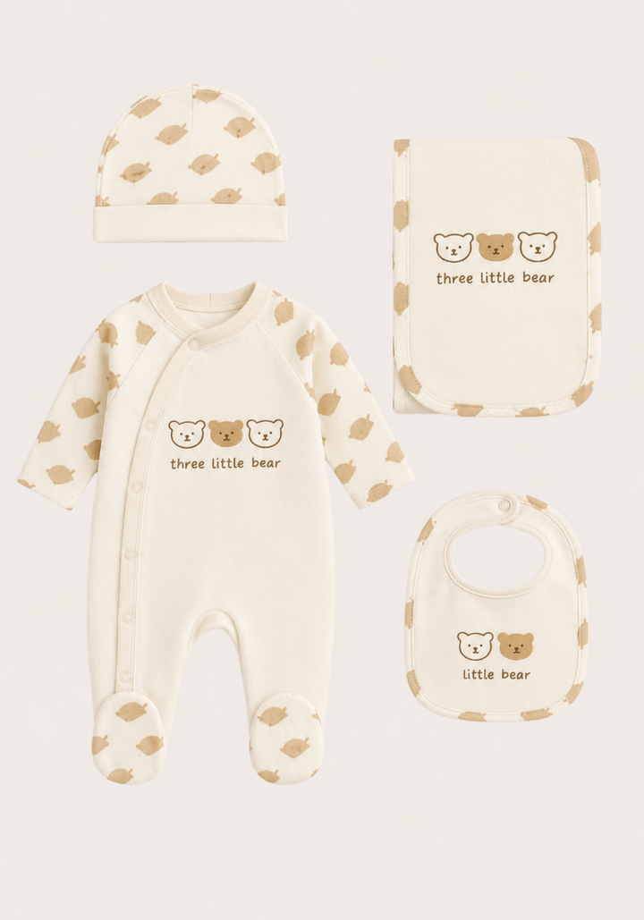Baby Set Of 4: Romper, Cap, Banner, Blanket