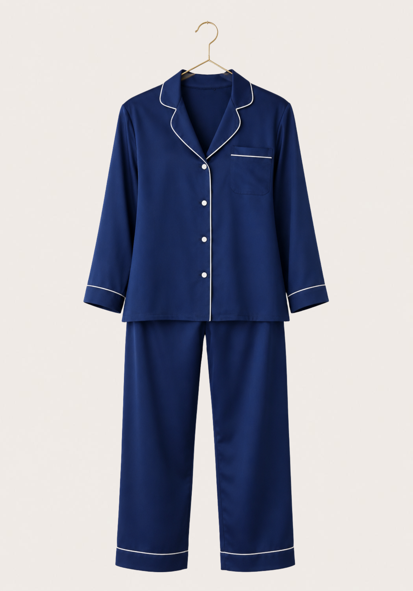 Collar Button Long Sleeve Pajama