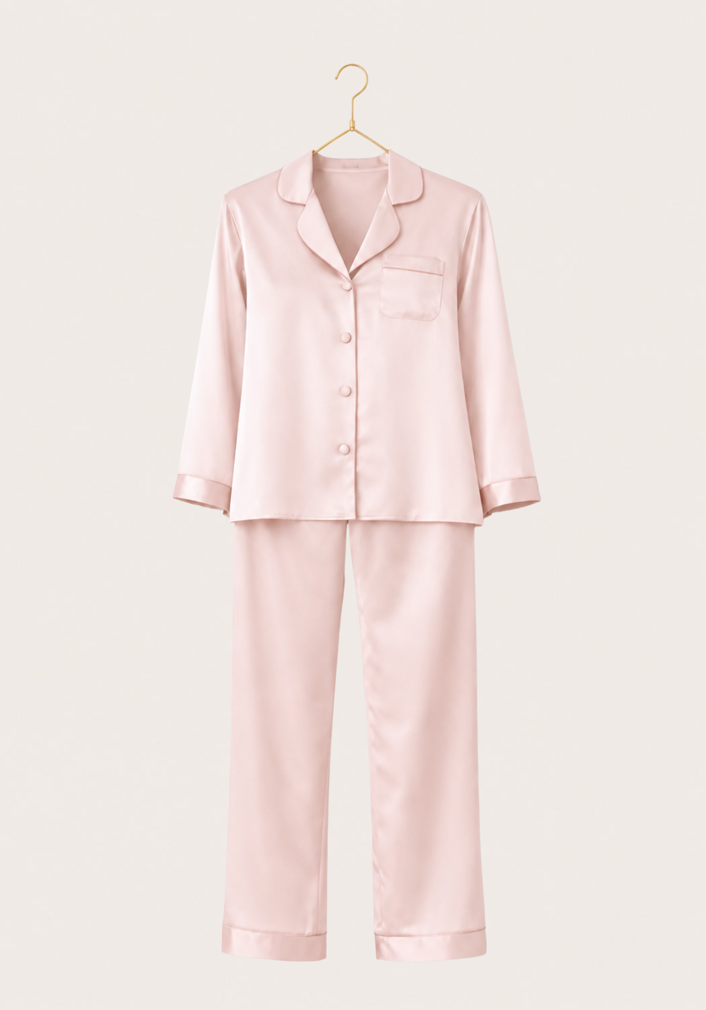 Collar Button Long Sleeve Pajama