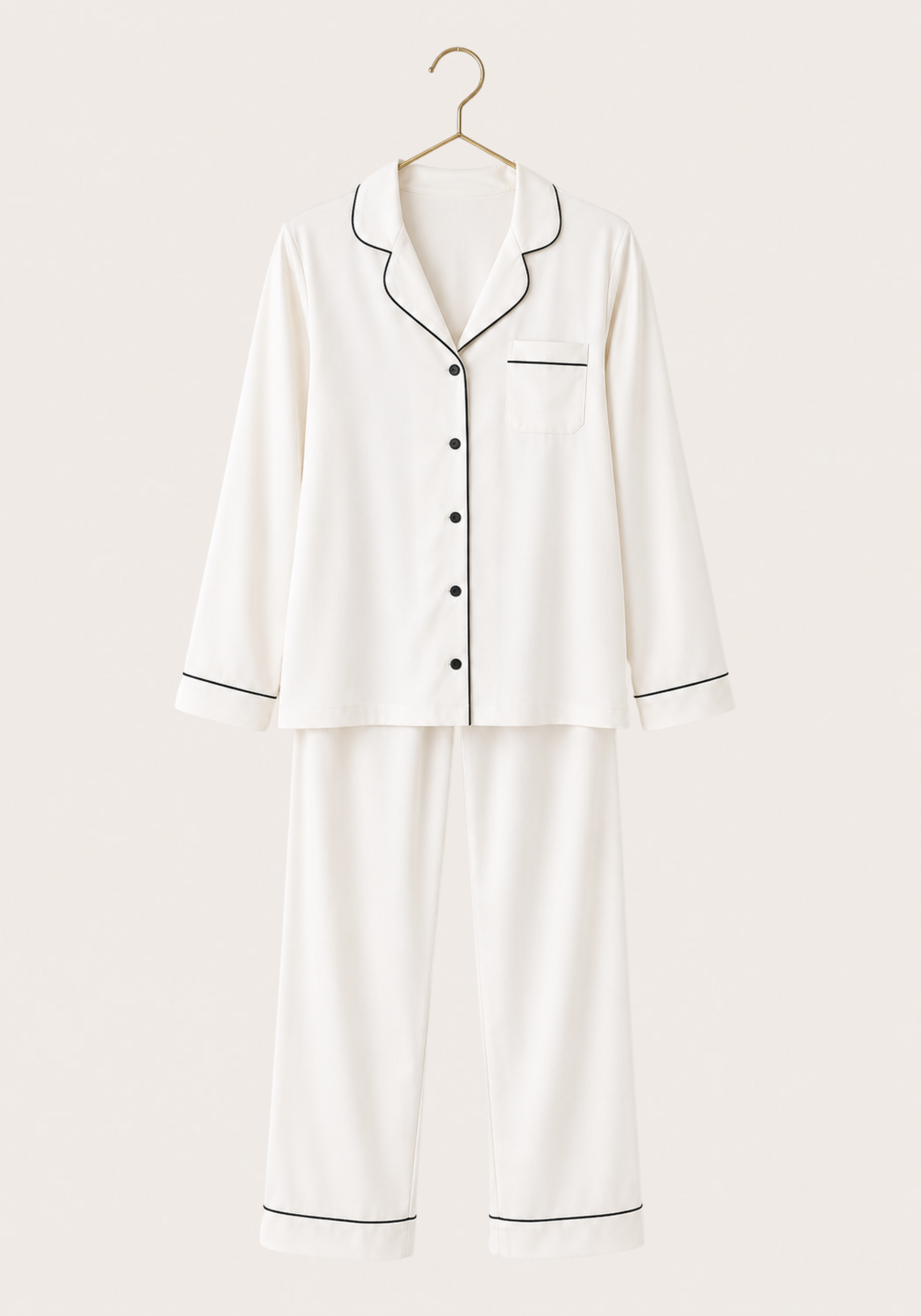 Collar Button Long Sleeve Pajama