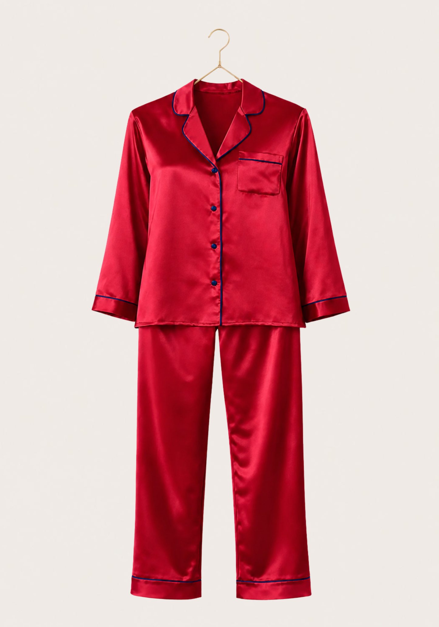 Collar Button Long Sleeve Pajama
