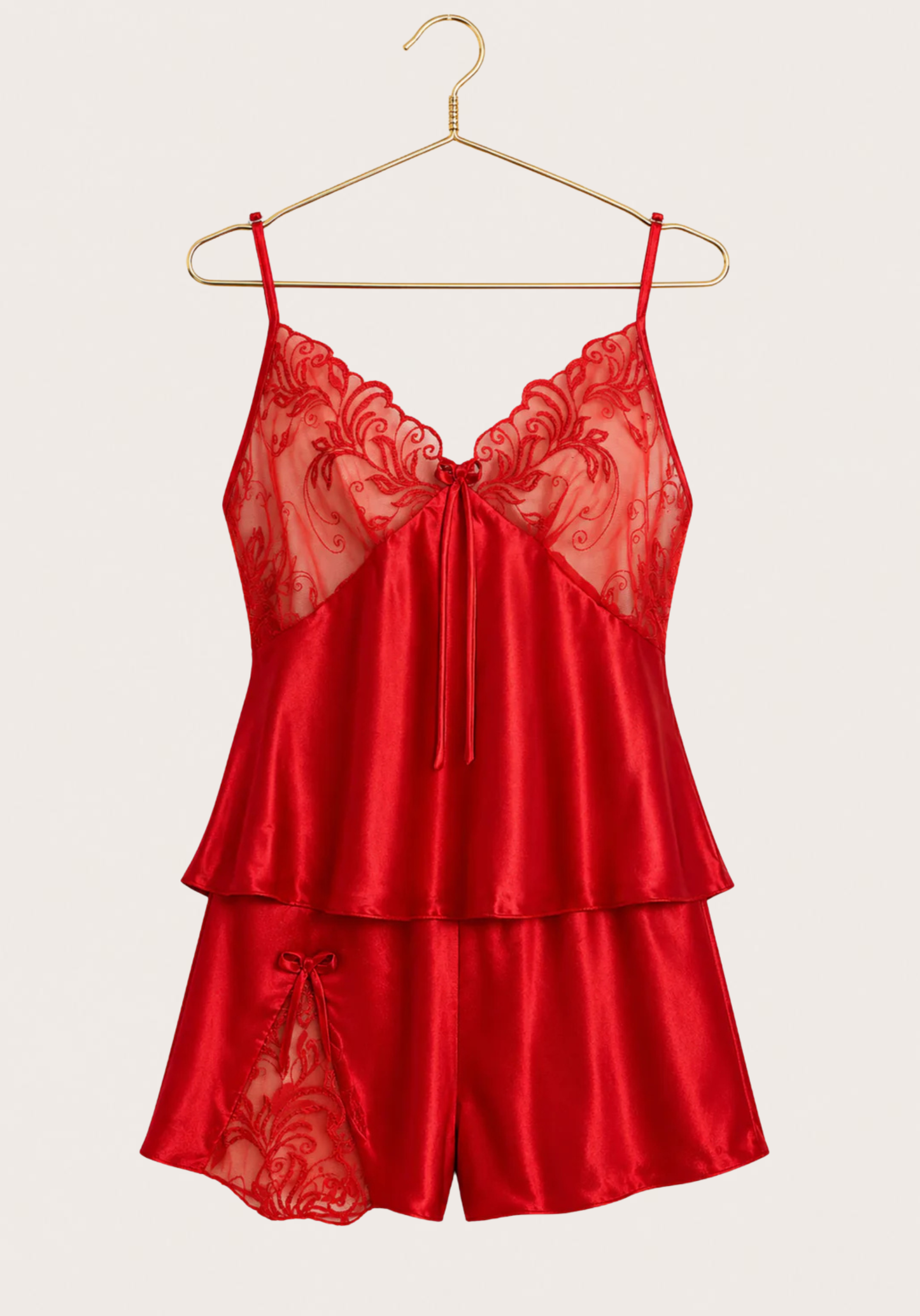 Cami Short Set: Shoulder Strap Satin Cami And Short Set
