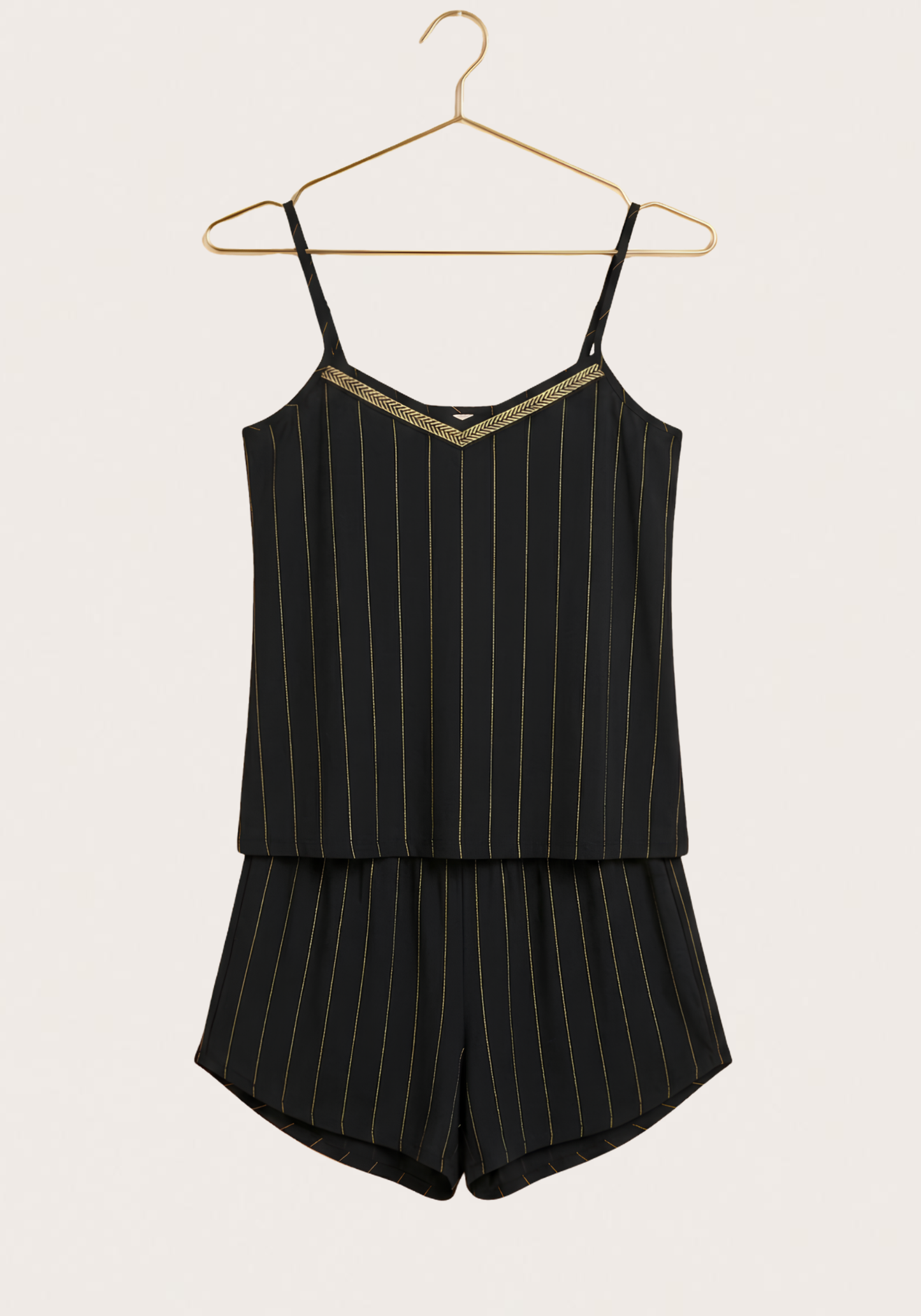 Viscose Lycra Striped Shoulder Strap Top And Short Set