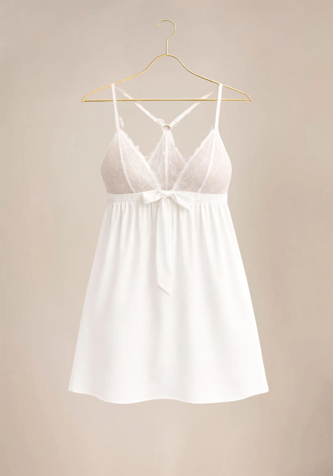 Satin Shoulder Strap Dantel Cup Nighty And Panty