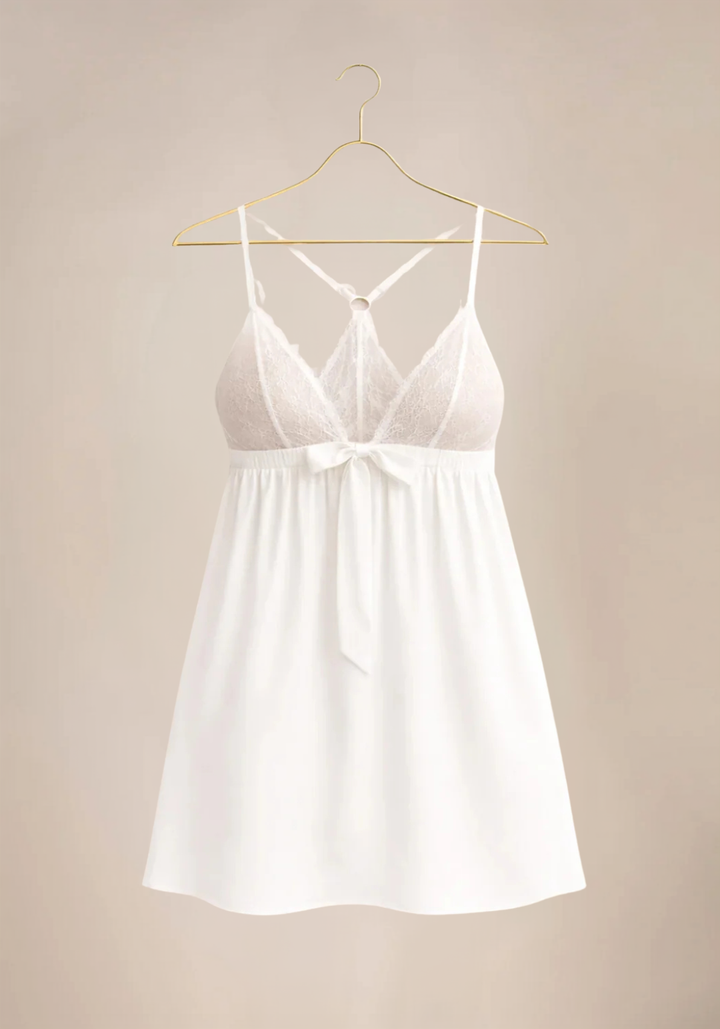Satin Shoulder Strap Dantel Cup Nighty And Panty