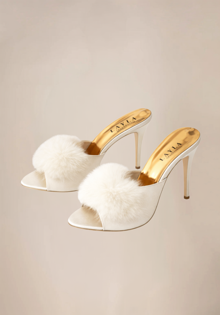 12Cm Heel With Furr Slippers