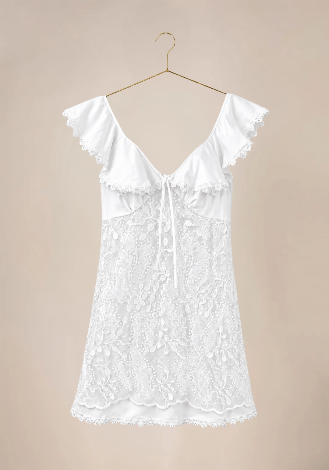 Bridal Babydoll: Full Dantel With Satin Babydoll