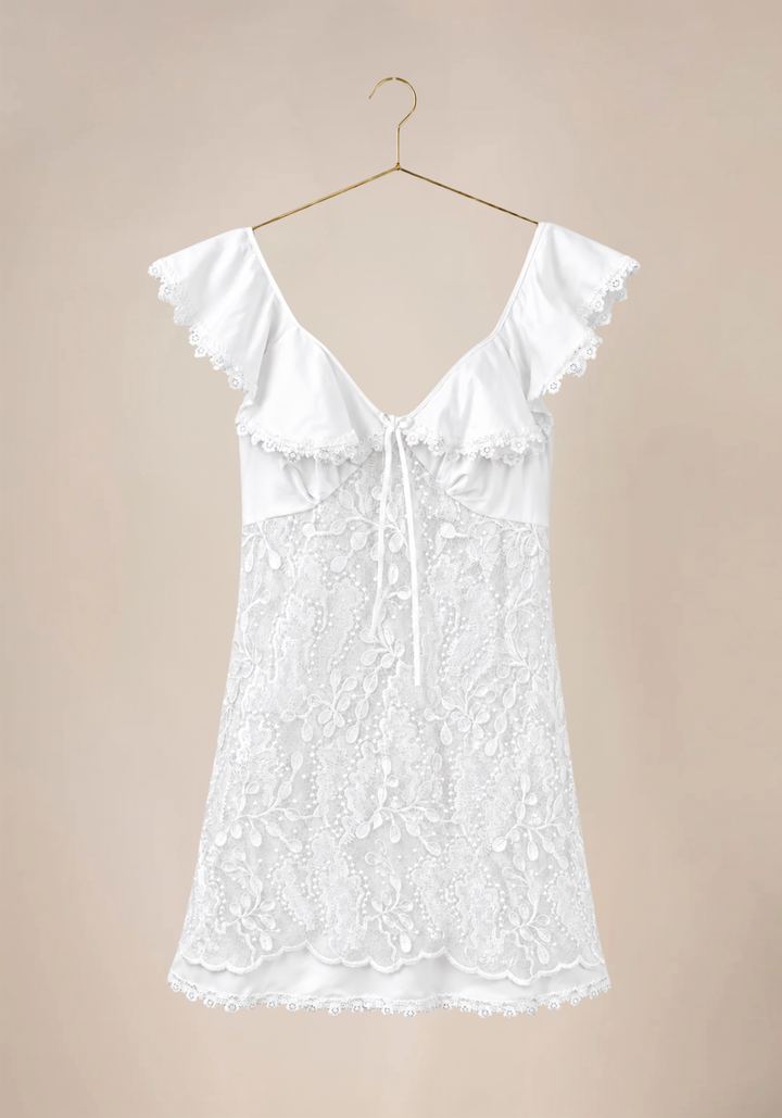 Bridal Babydoll: Full Dantel With Satin Babydoll